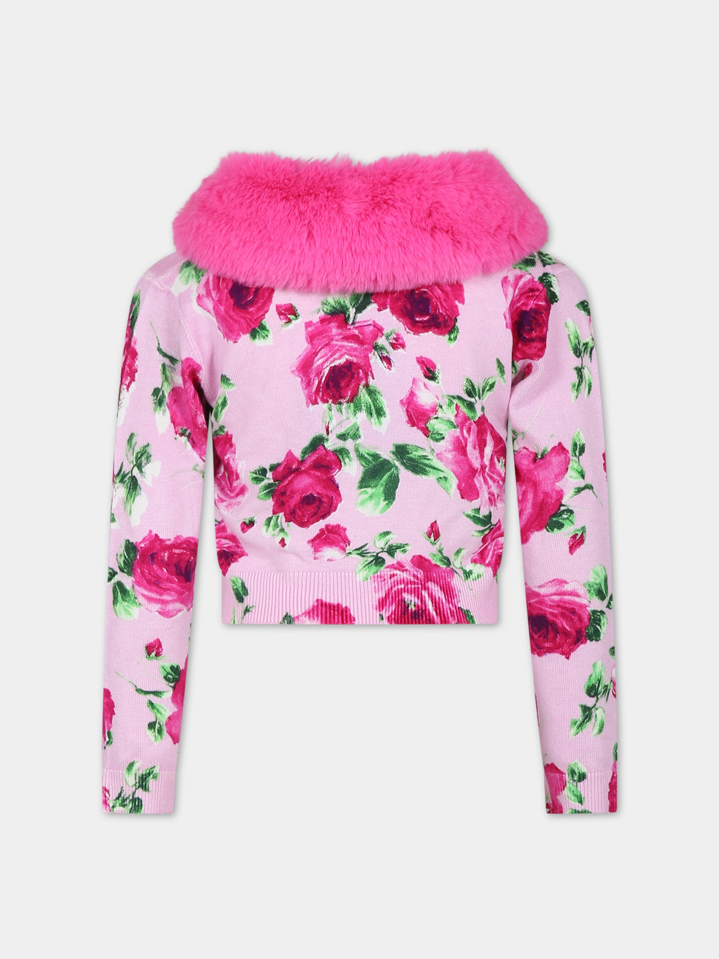 Cardigan rosa per bambina con logo