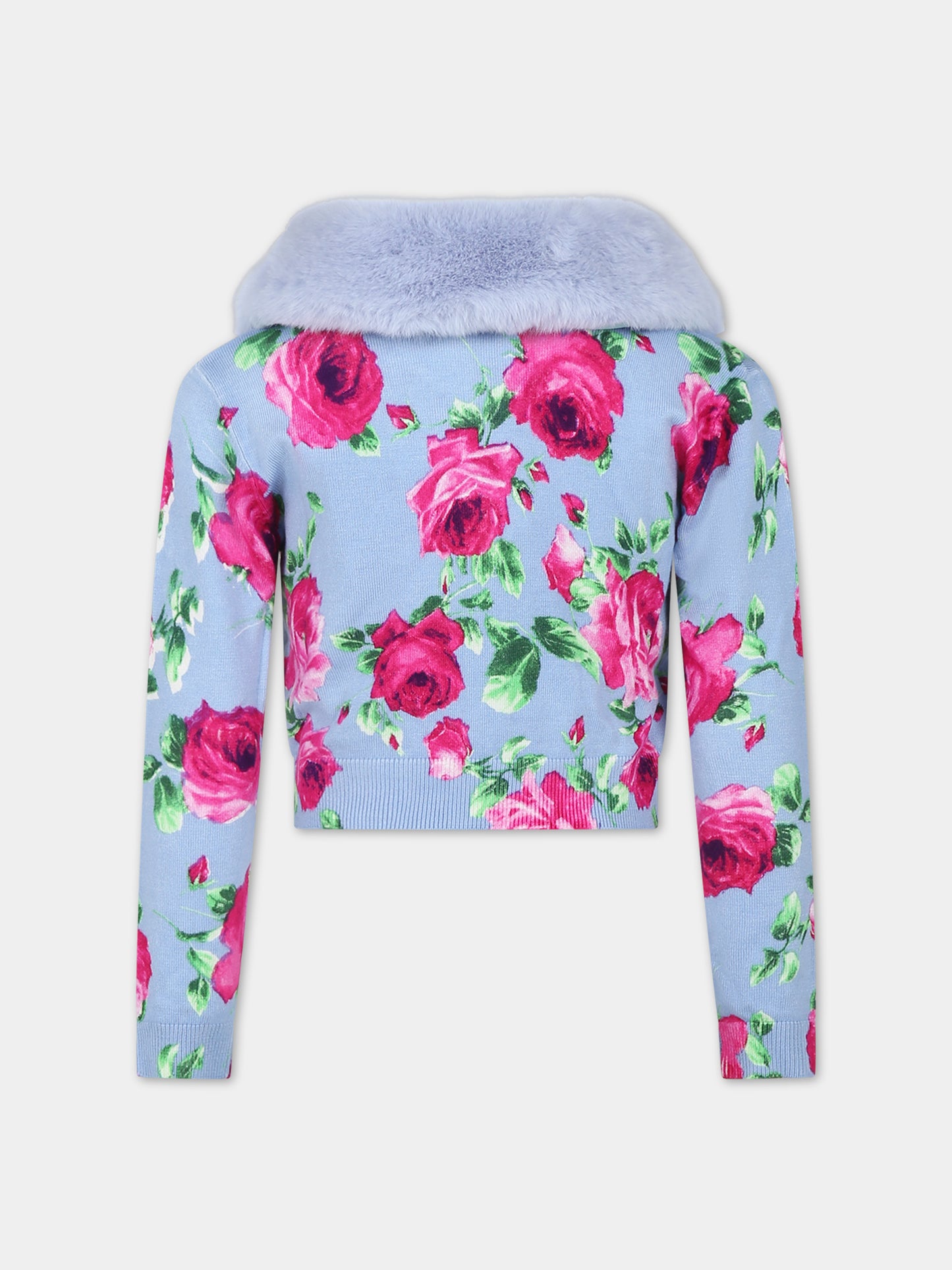 Cardigan celeste per bambina con logo