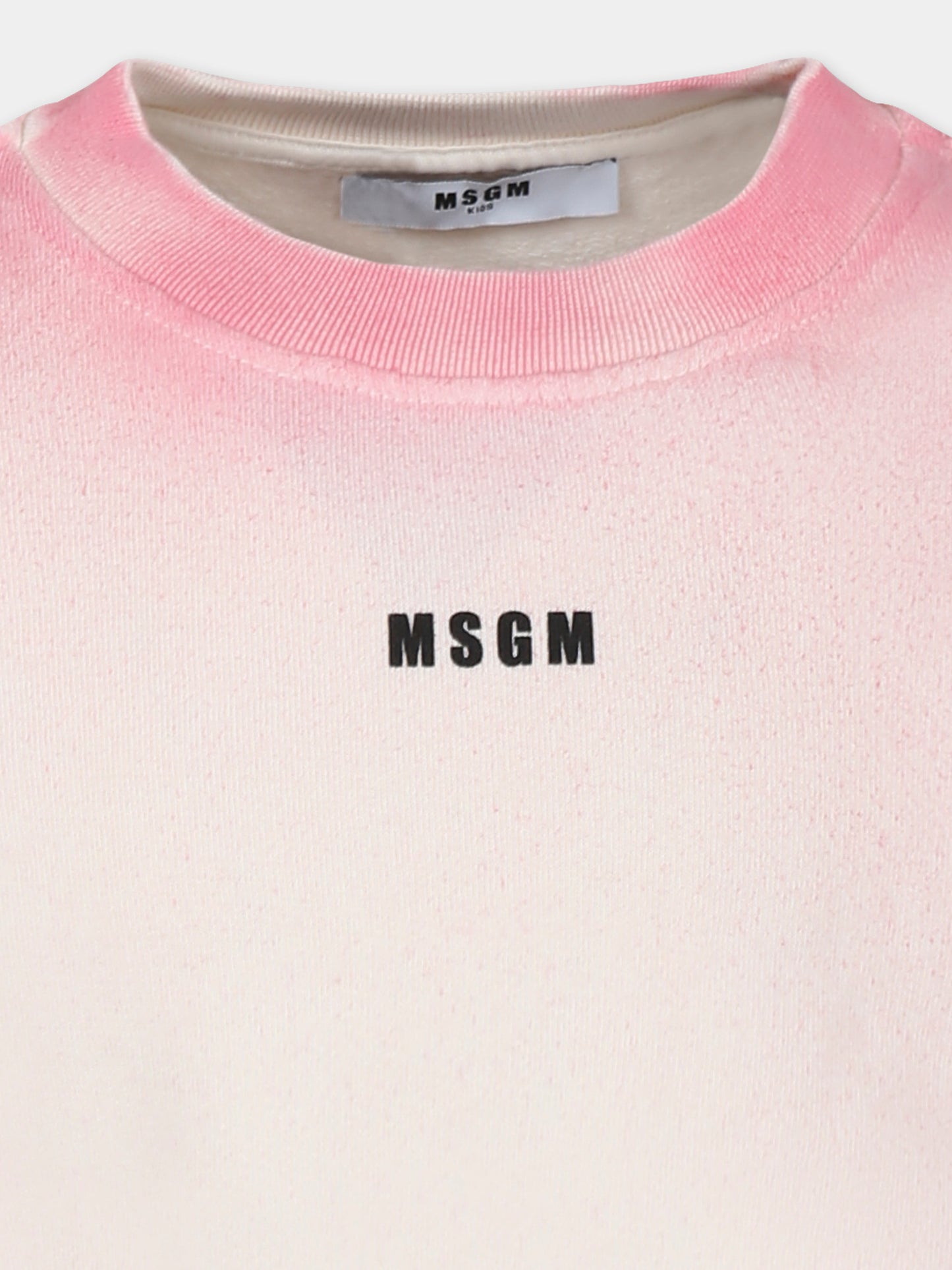 Felpa crop rosa per bambina con logo