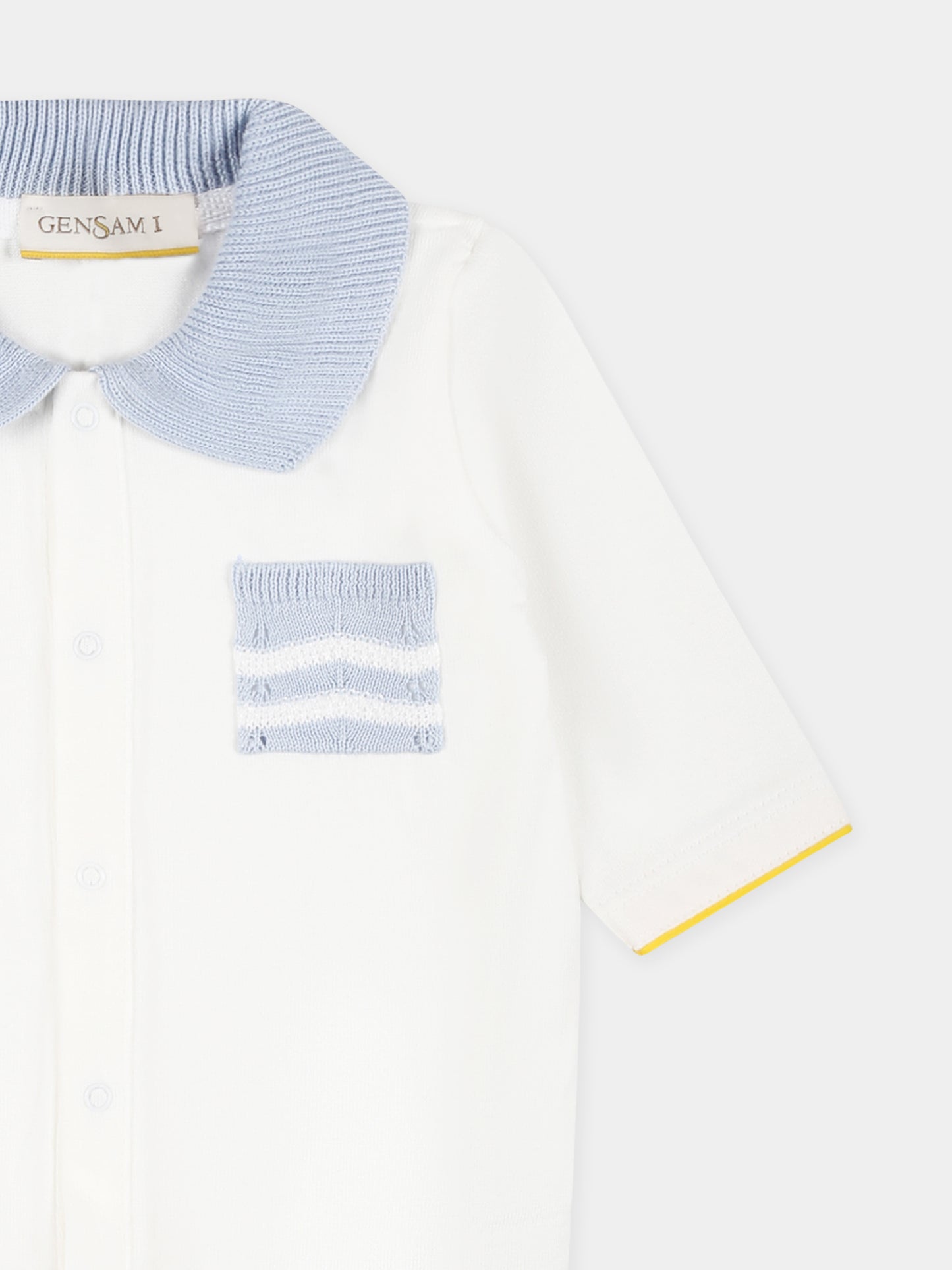 Tutina bianca per neonato con tasca,Gensami,TU01-B-JERSEY BB4