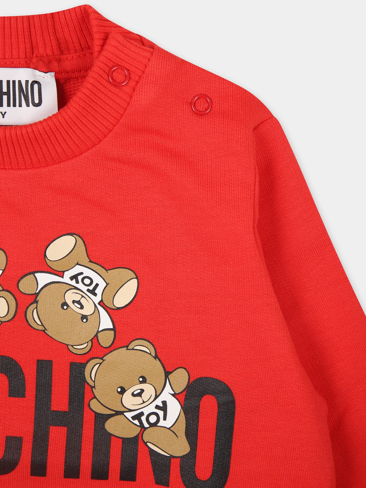 Felpa rossa per neonati con Teddy Bear,Moschino Kids,MZF04Q LCA19 50109