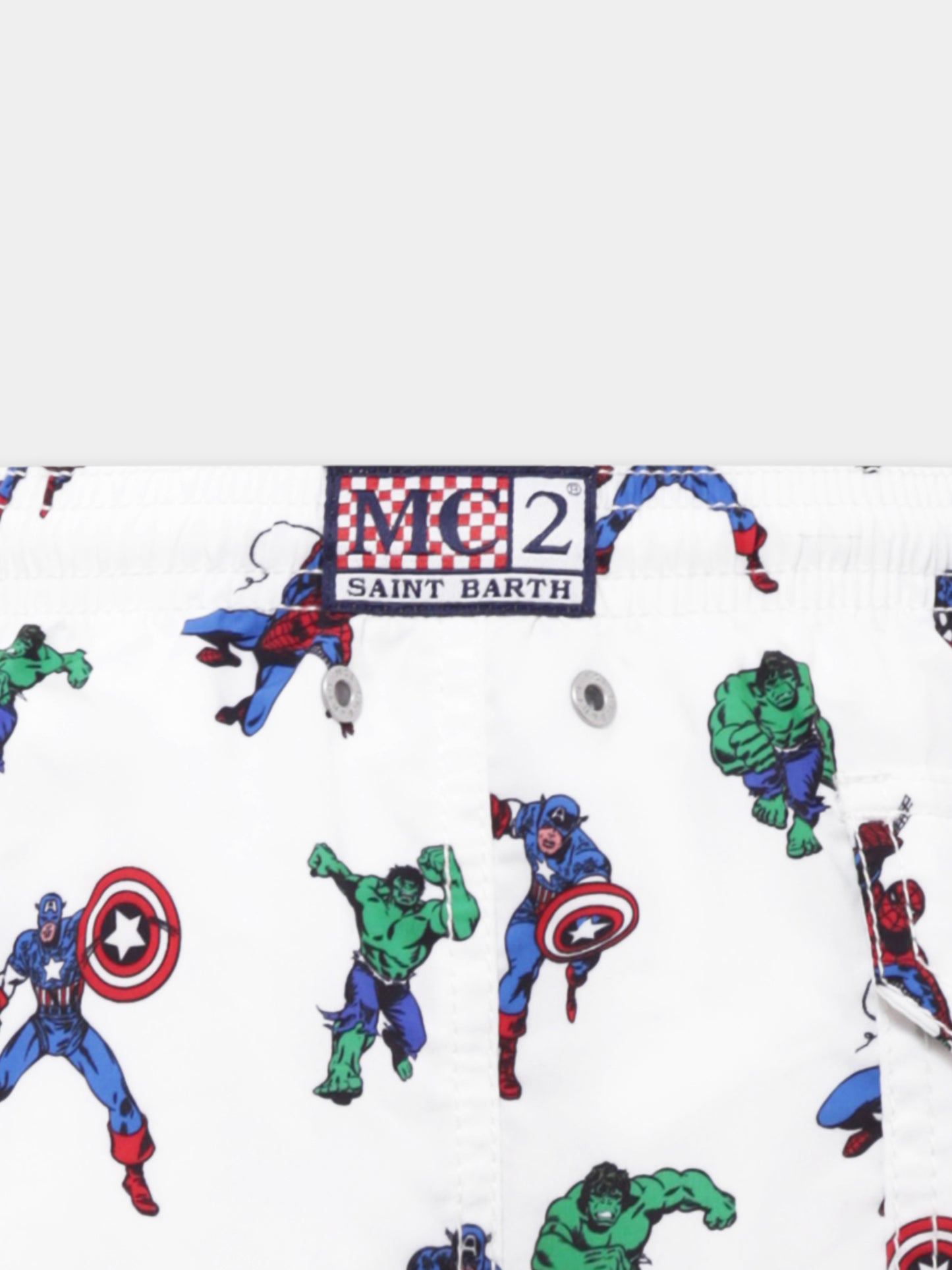 Boxer mare bianco per bambino con stampa supereroi,Mc2 Saint Barth,JEA0001 01108H