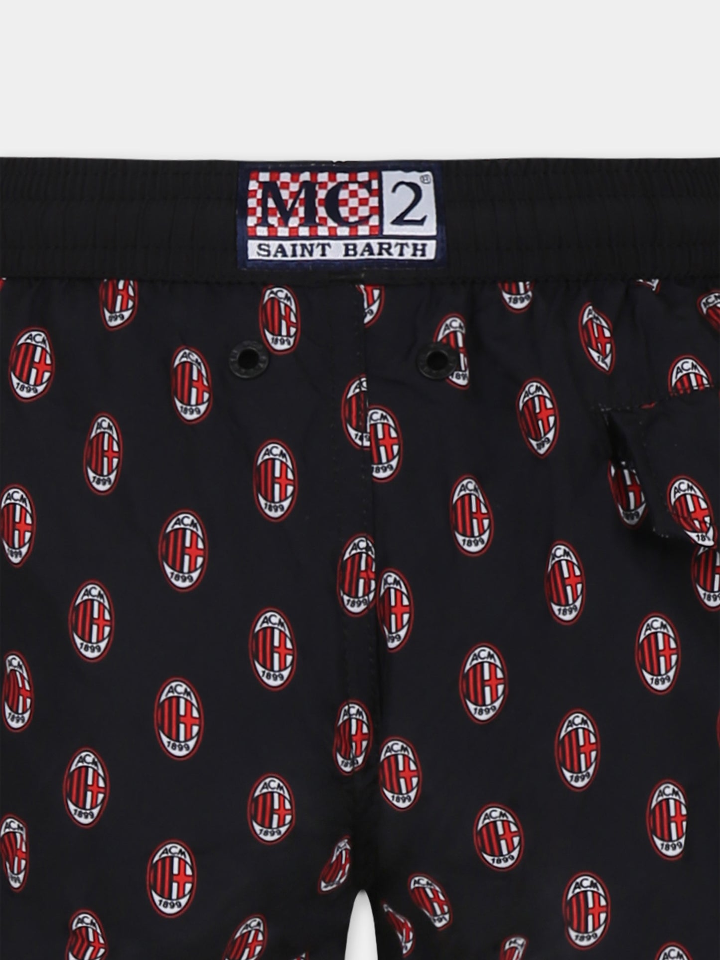 Boxer mare nero per bambino con logo Milan all over