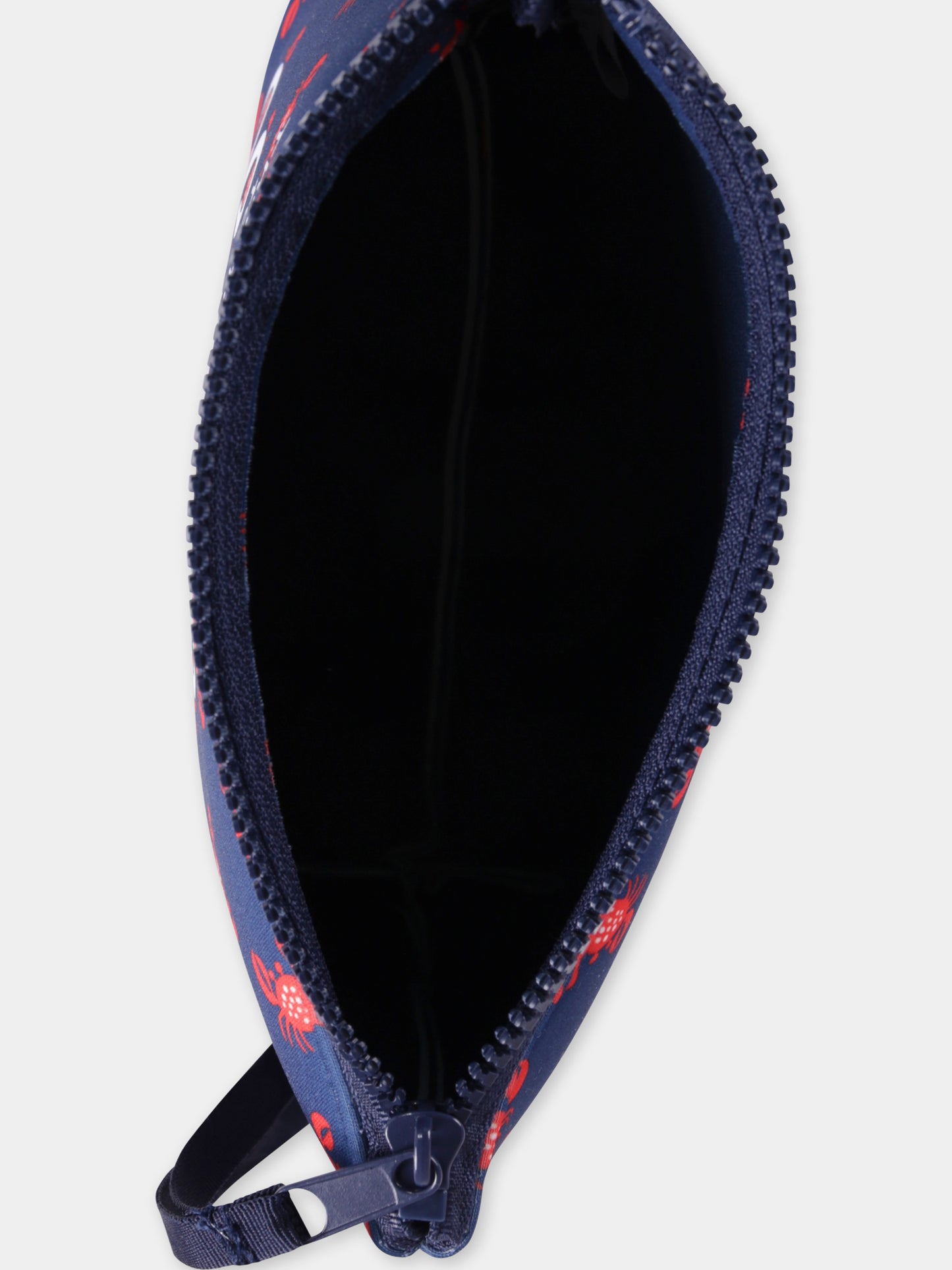 Pochette blu per bambino con granchi e logo