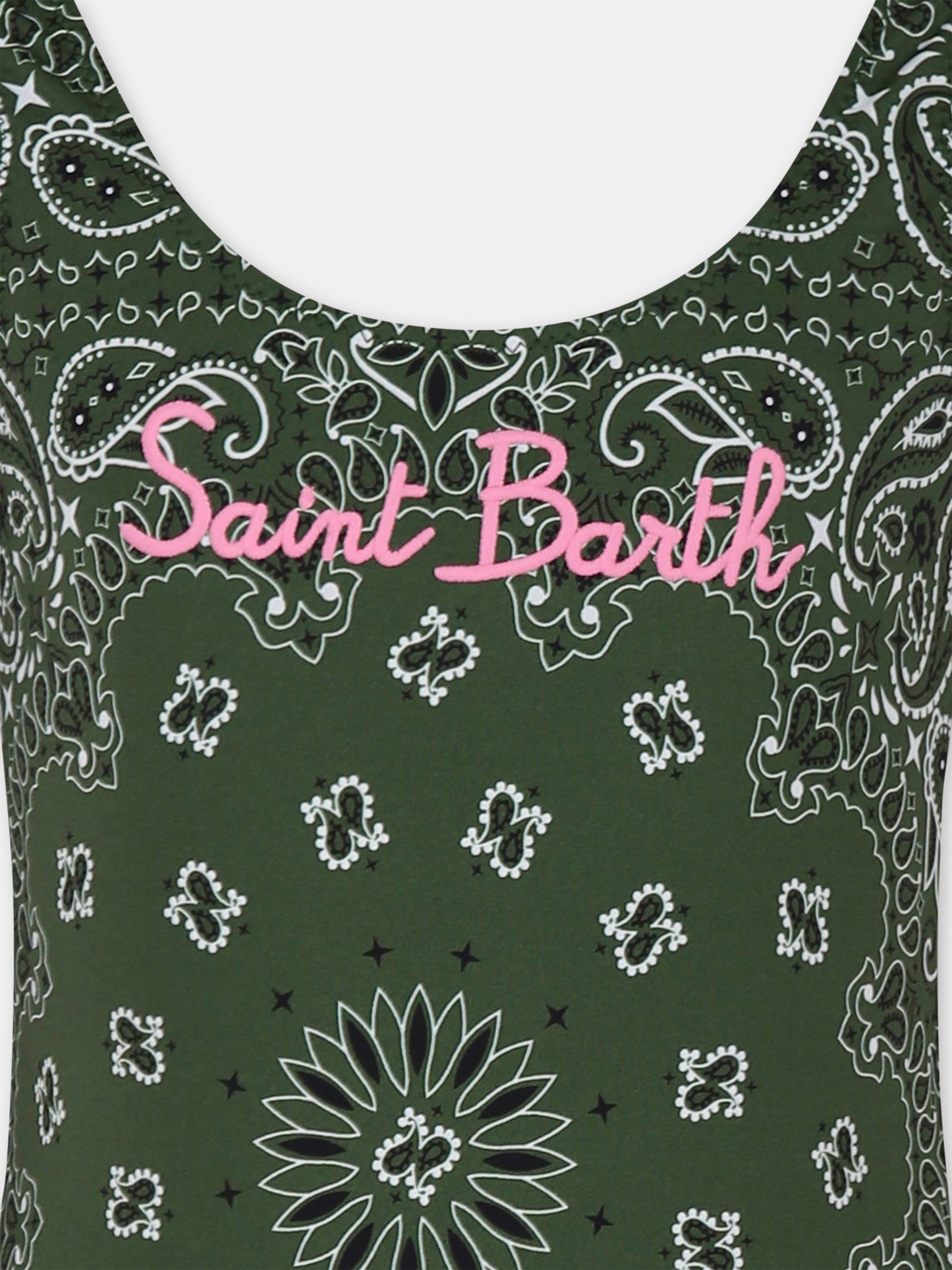 Costume intero verde per bambina con stampa bandana