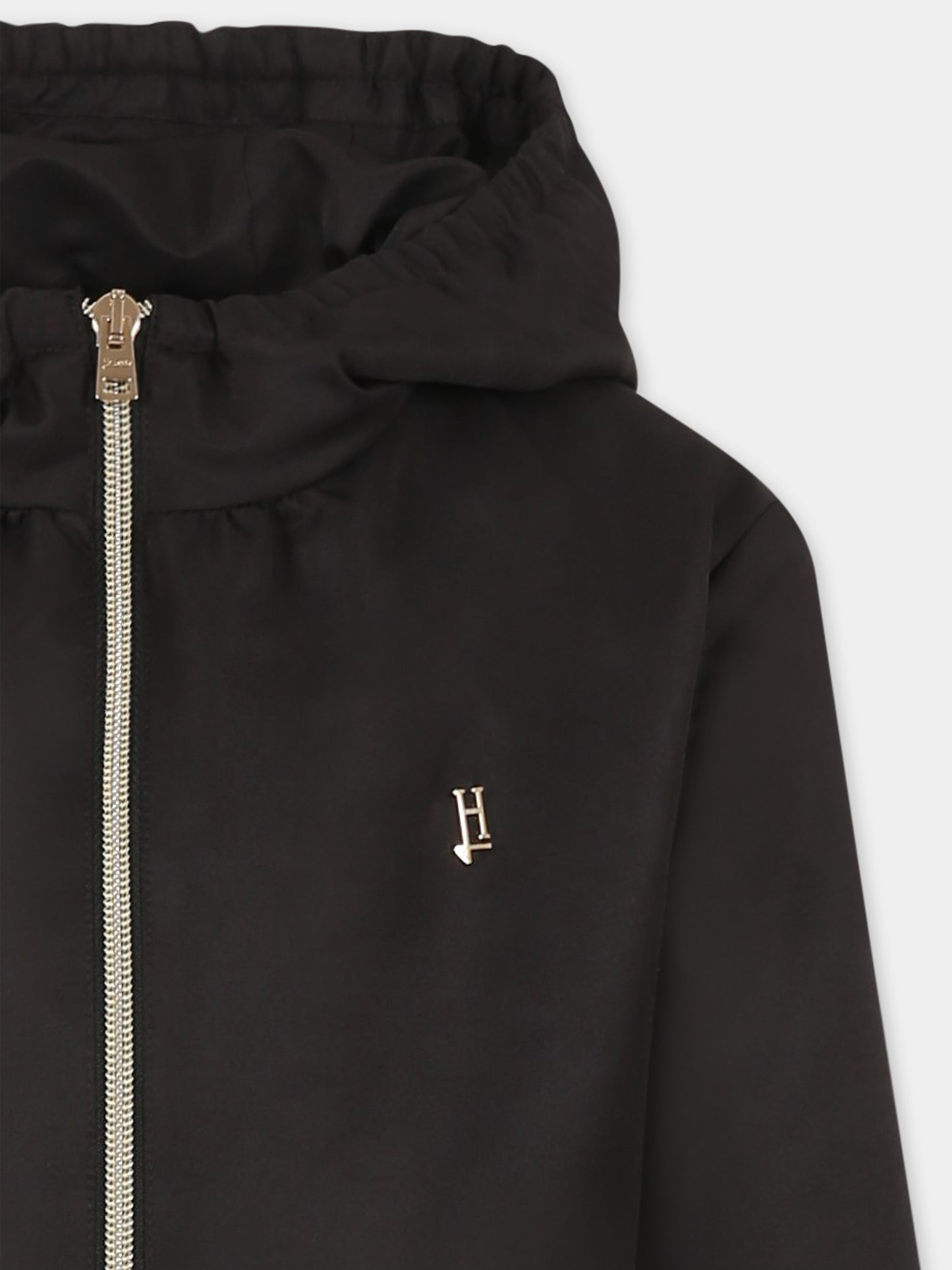 Giacca a vento nera per bambina con logo,Herno Kids,GI000094G 12541 9300