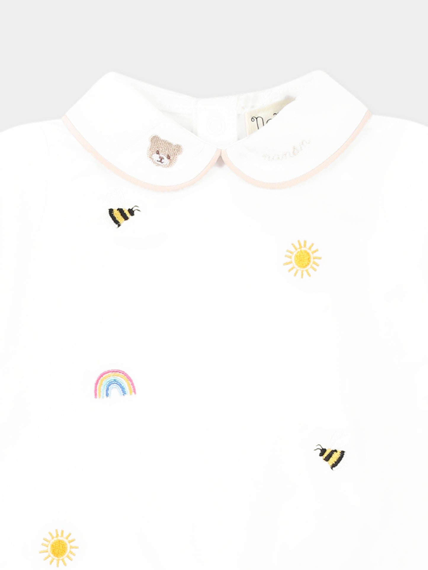 Tutina bianca per neonati con api e logo