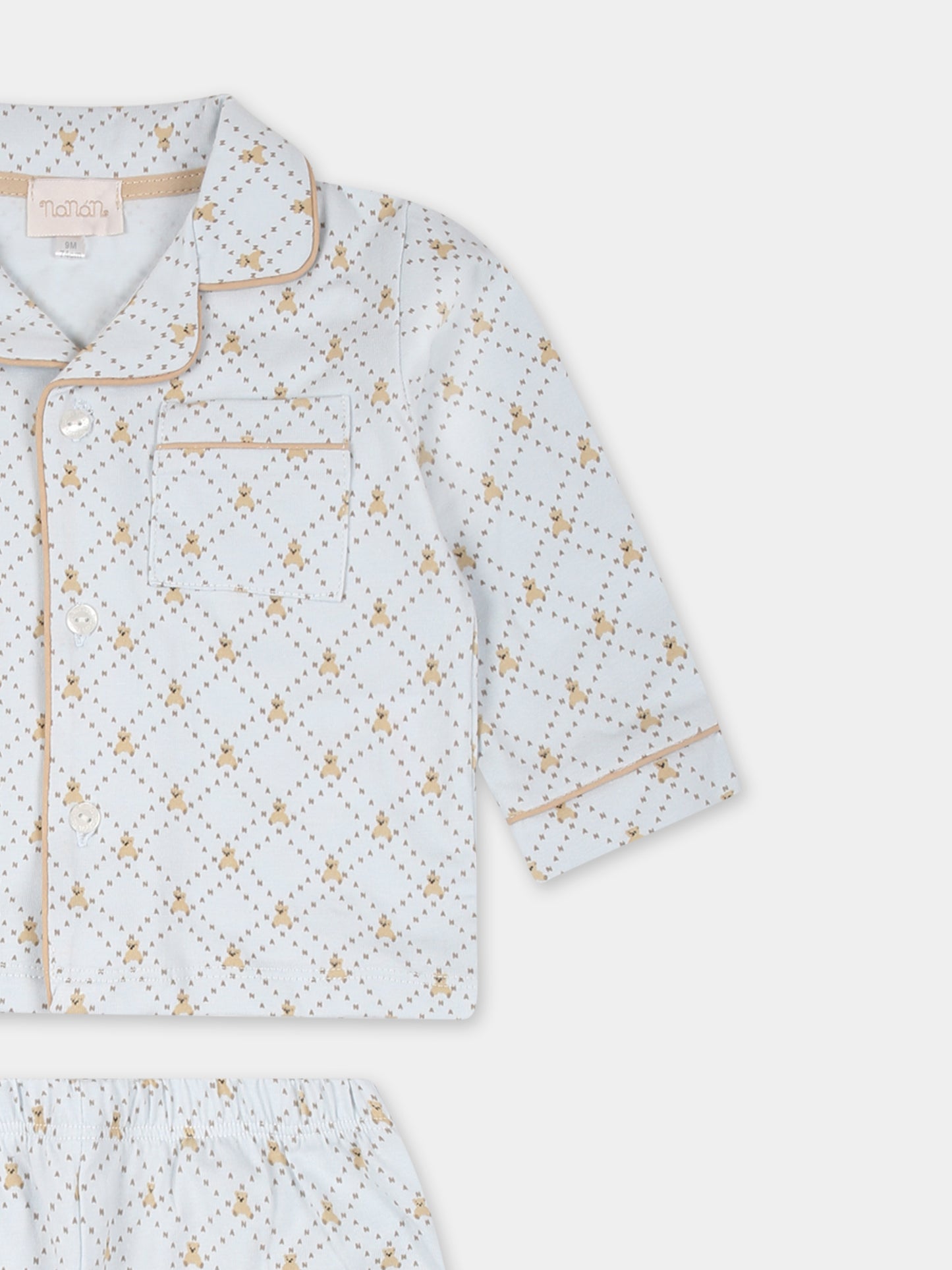 Pigiama celeste per neonato con orsetti all over,Nanán,E25178A