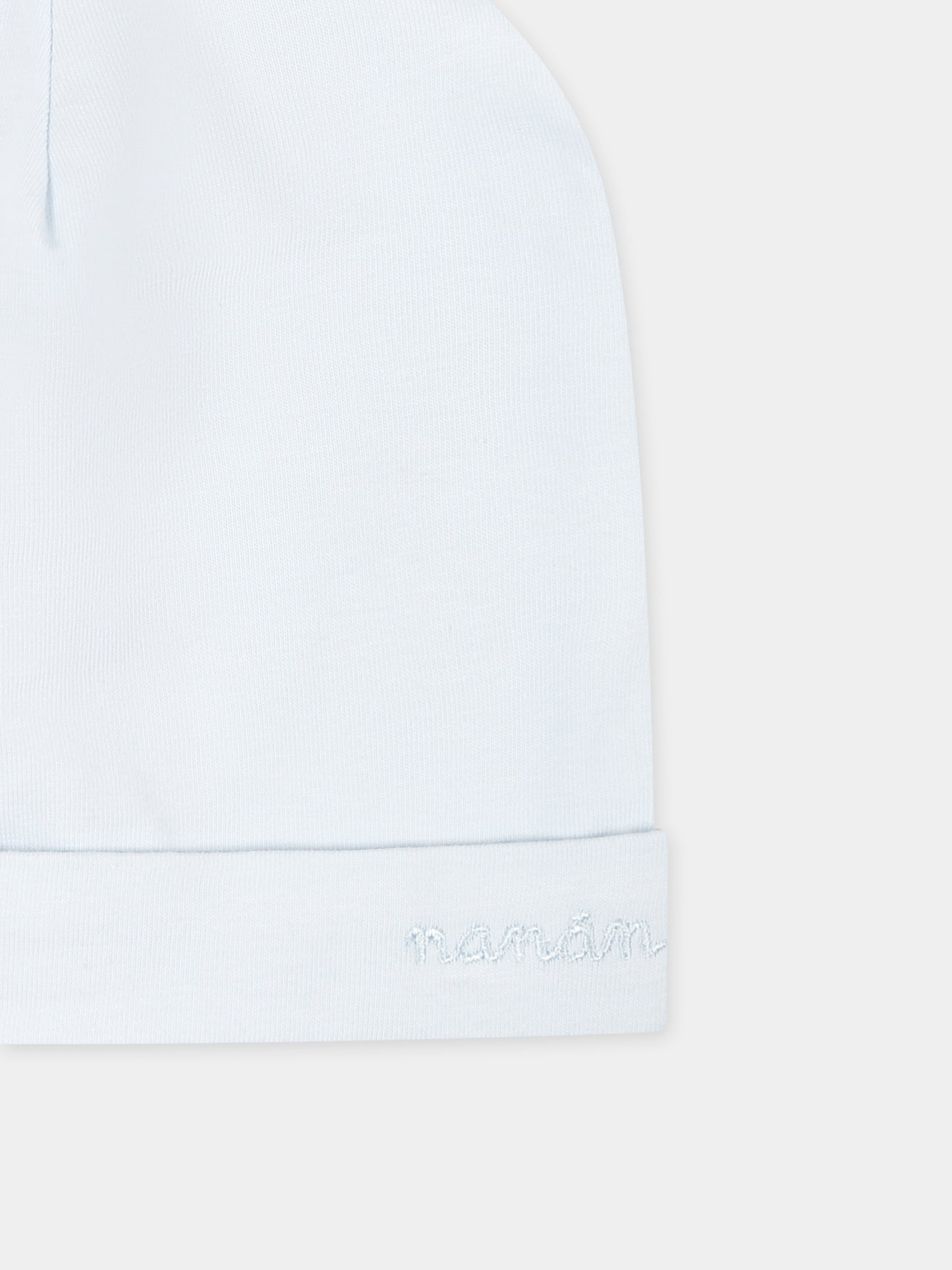 Cappello celeste per neonato con logo
