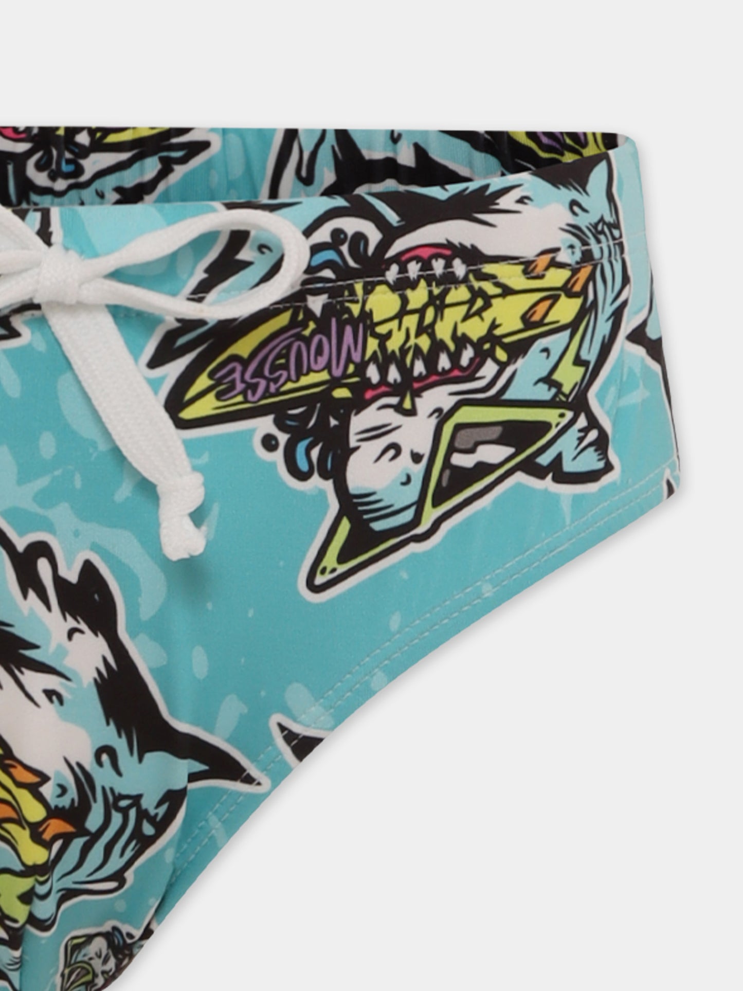 Slip mare celeste per bambino con squalo all over