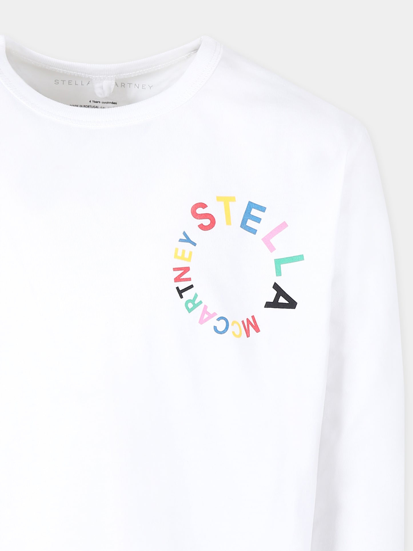 T-shirt bianca per bambina con logo,Stella Mccartney Kids,TT8C70 Z0434 100