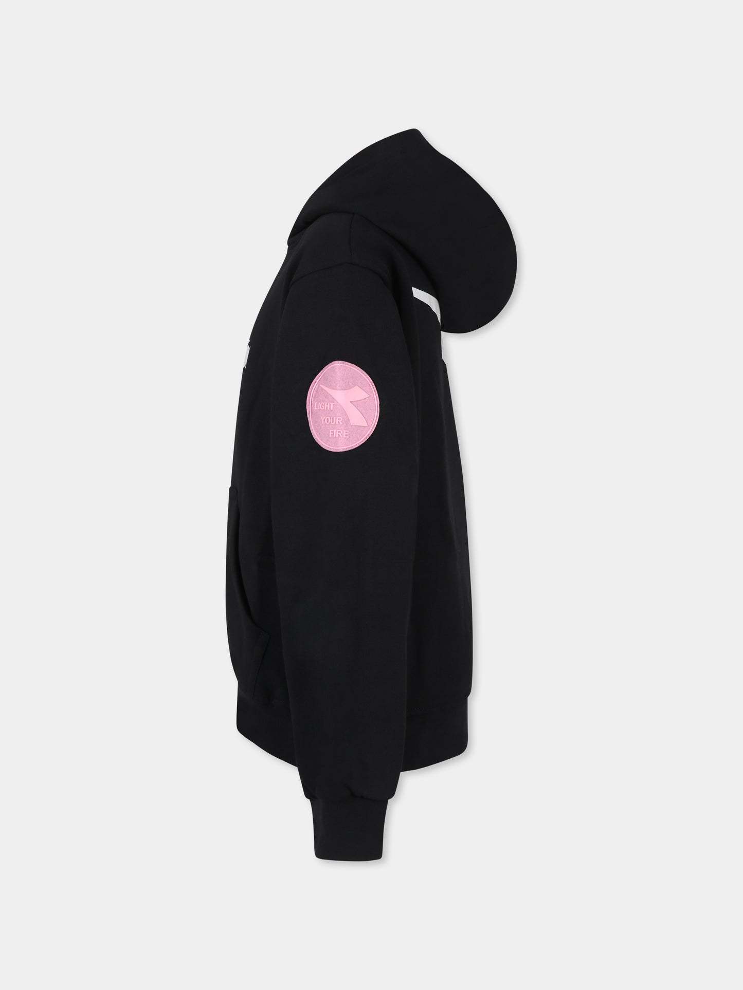 Felpa nera per bambina con logo,Diadora Kids,F3DIJGHS114 110