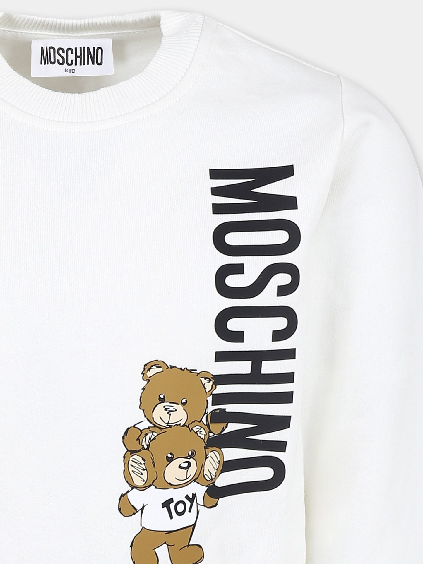 Felpa bianca per bambini con Teddy Bears e logo