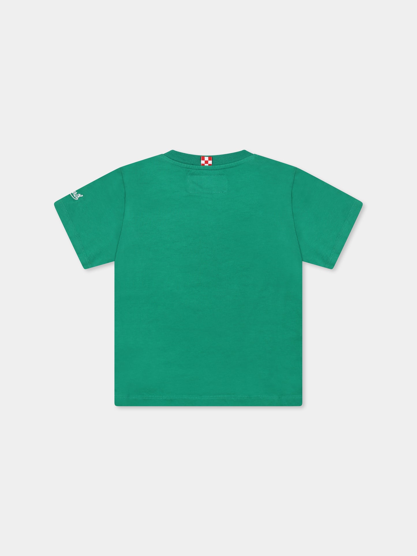T-shirt verde per bambino con Babbo Natale,Mc2 Saint Barth,CAM0001 - 00192G