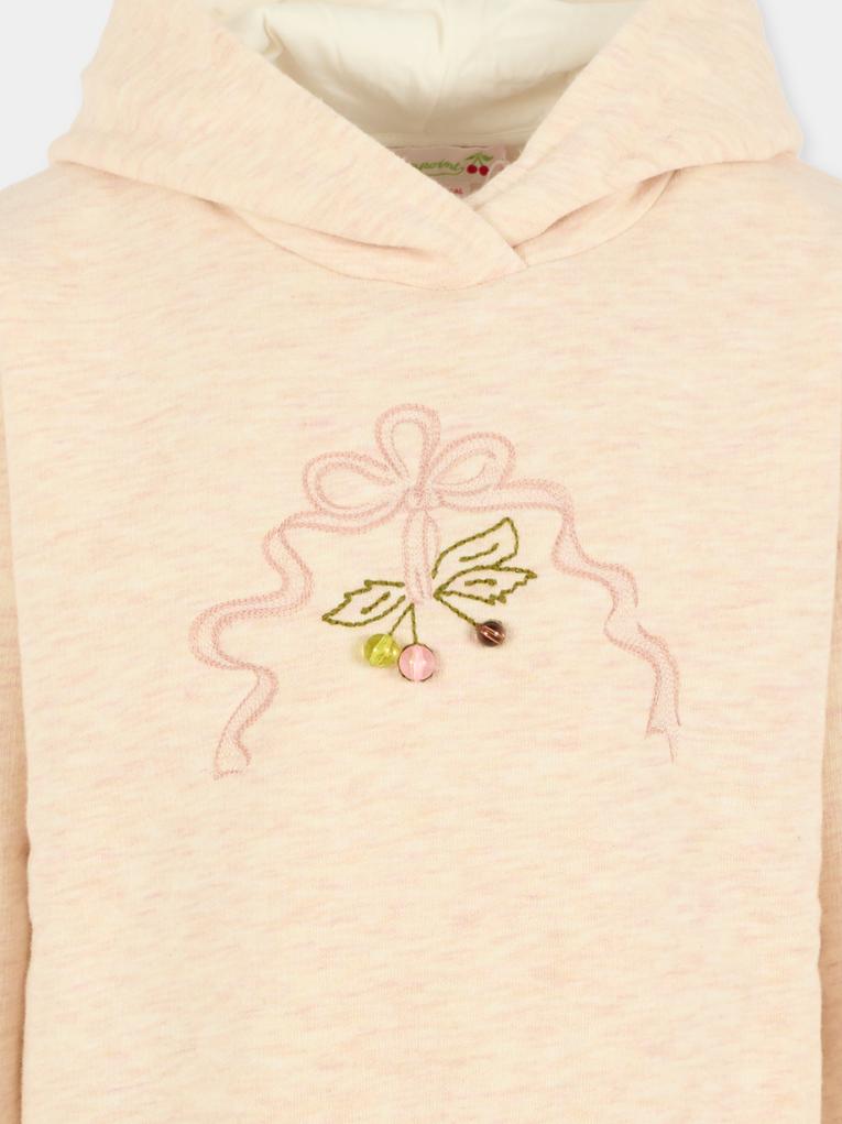 Felpa rosa per bambina con ciliegie,Bonpoint,W05GSWK00002 125B