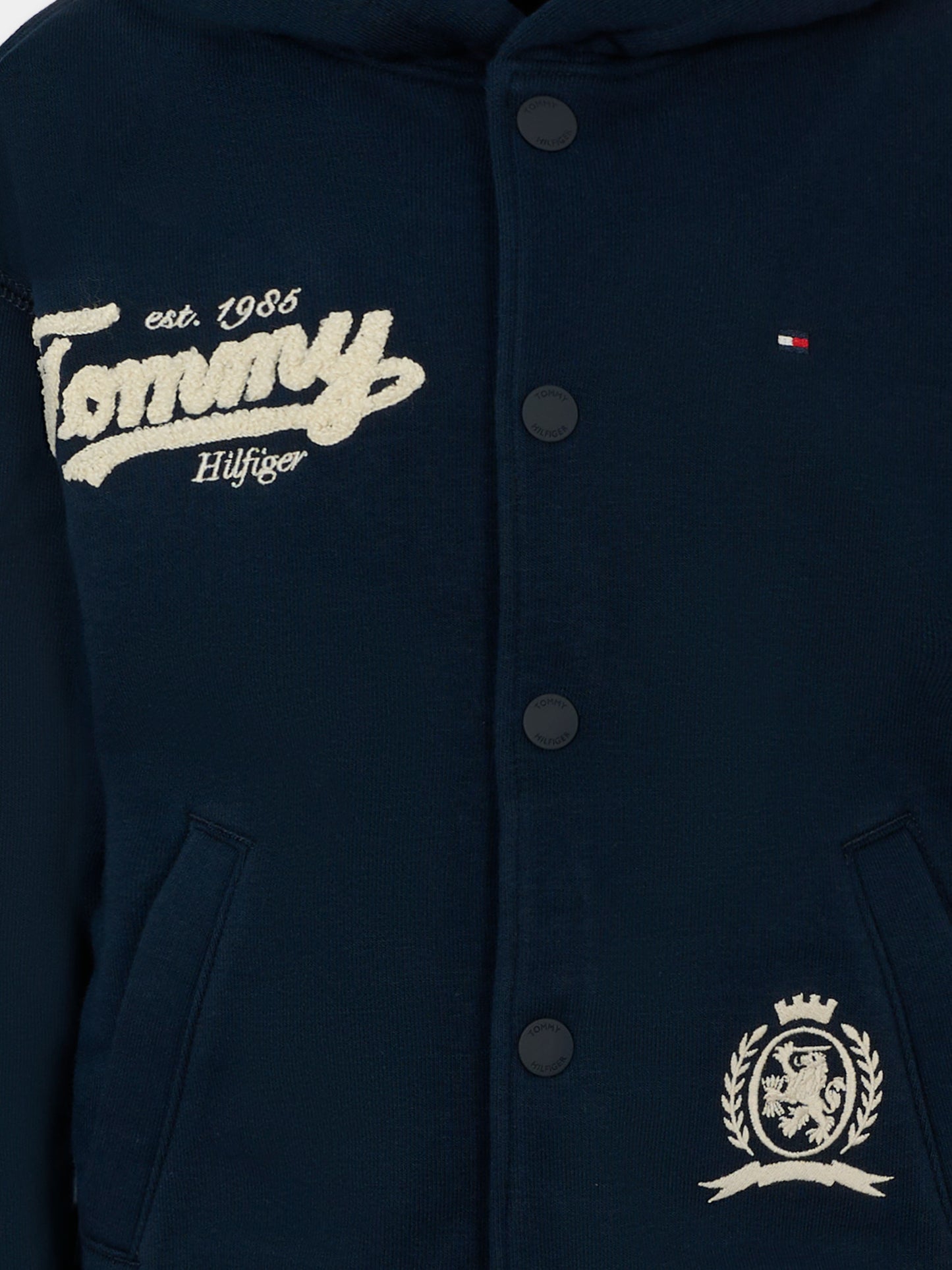 Felpa blu per bambino con logo ricamato,Tommy Hilfiger Junior,25CTHKB0KB09752 C1G