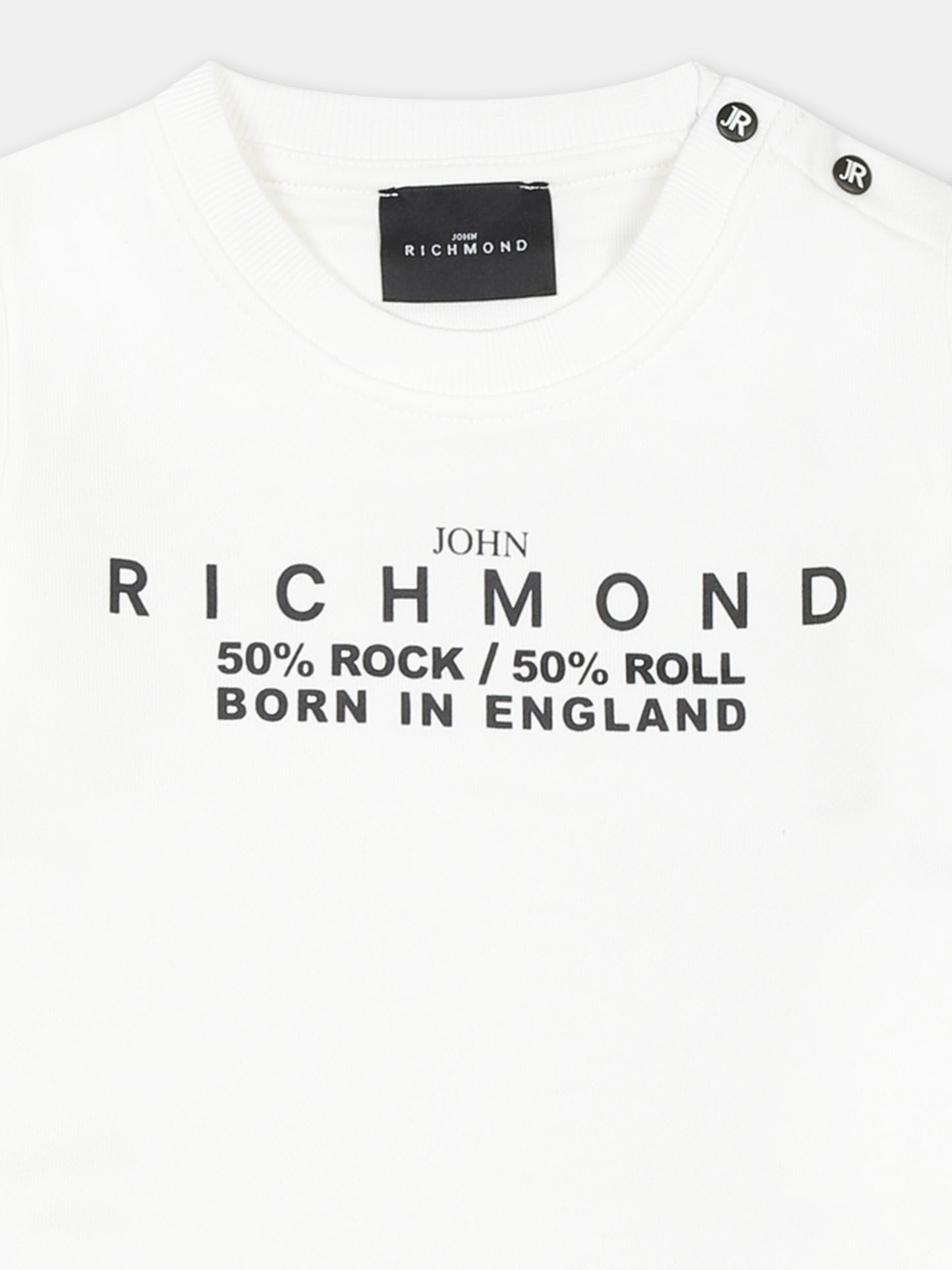Felpa bianca per neonato con logo,Richmond,RIA24035FE WHT/BLK