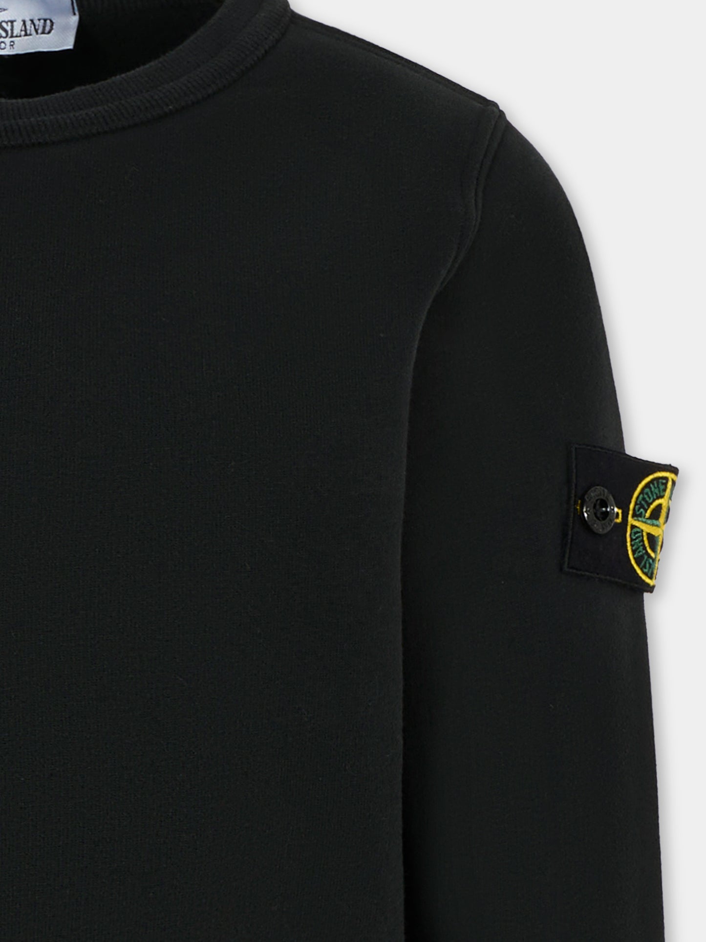 Felpa nera per bambino con bussola,Stone Island Junior,K2S16 6100001 S0A20 - V0029
