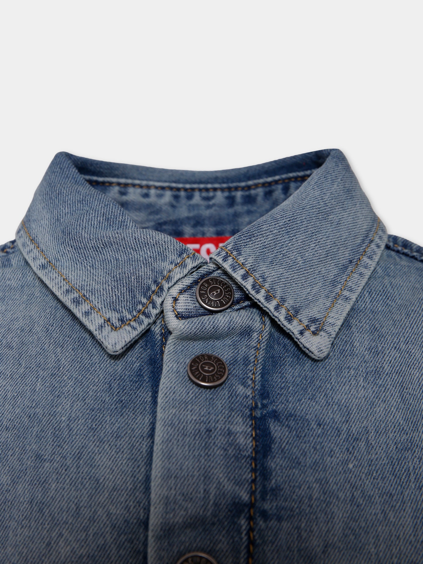 Camicia denim per bambino con logo ricamato,Diesel,J02307-KXBPS-K01