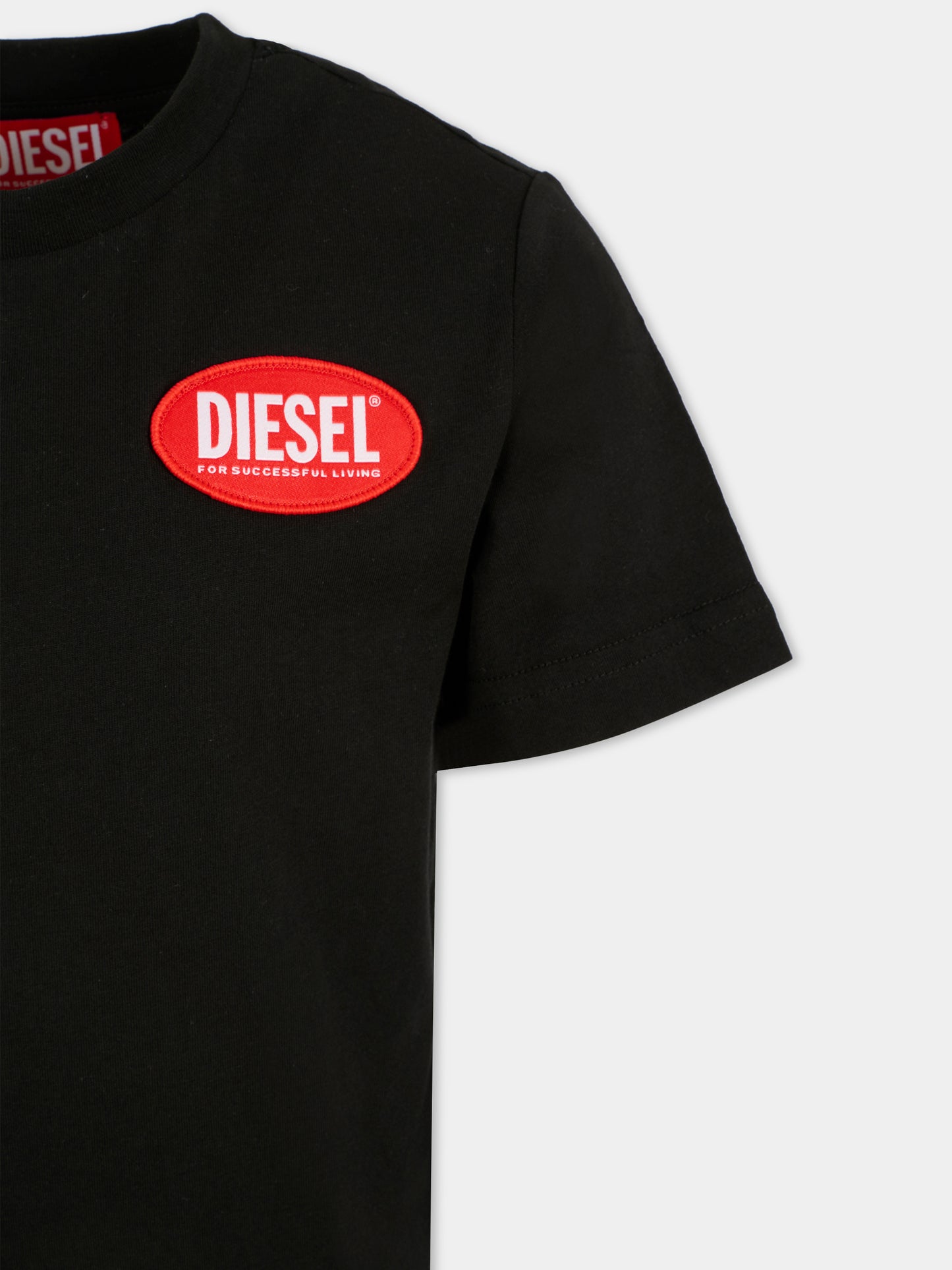 T-shirt nera per bambino con logo,Diesel,J02469-KYAUN-K900
