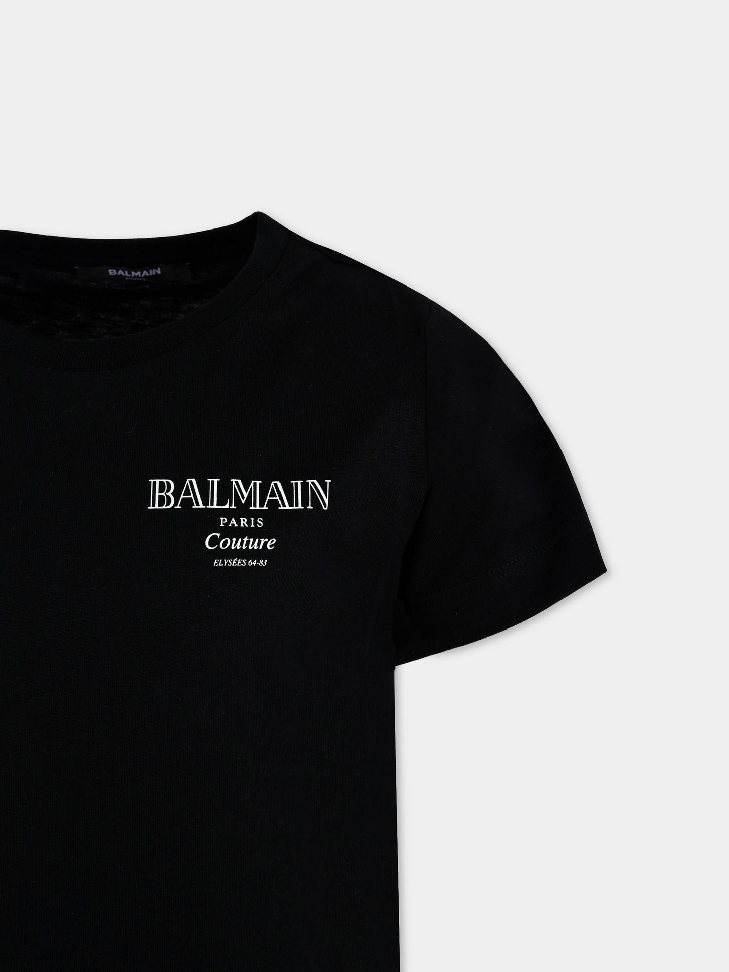T-shirt nera per bambini con logo,Balmain Kids,BX8P91-Z3186 930BC
