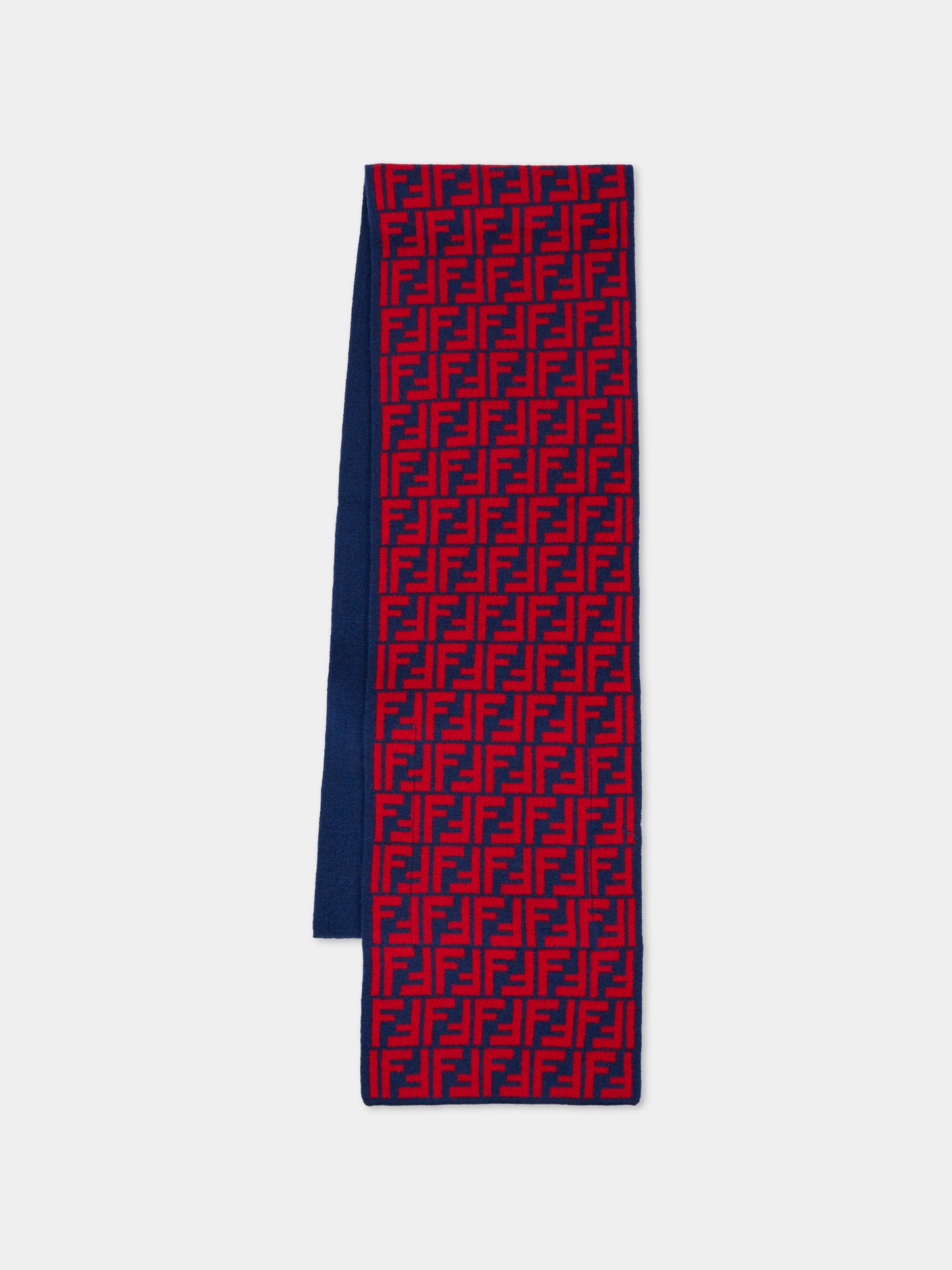 Sciarpa blu per bambini con FF,Fendi Kids,JUQ020 AO29 F08B9