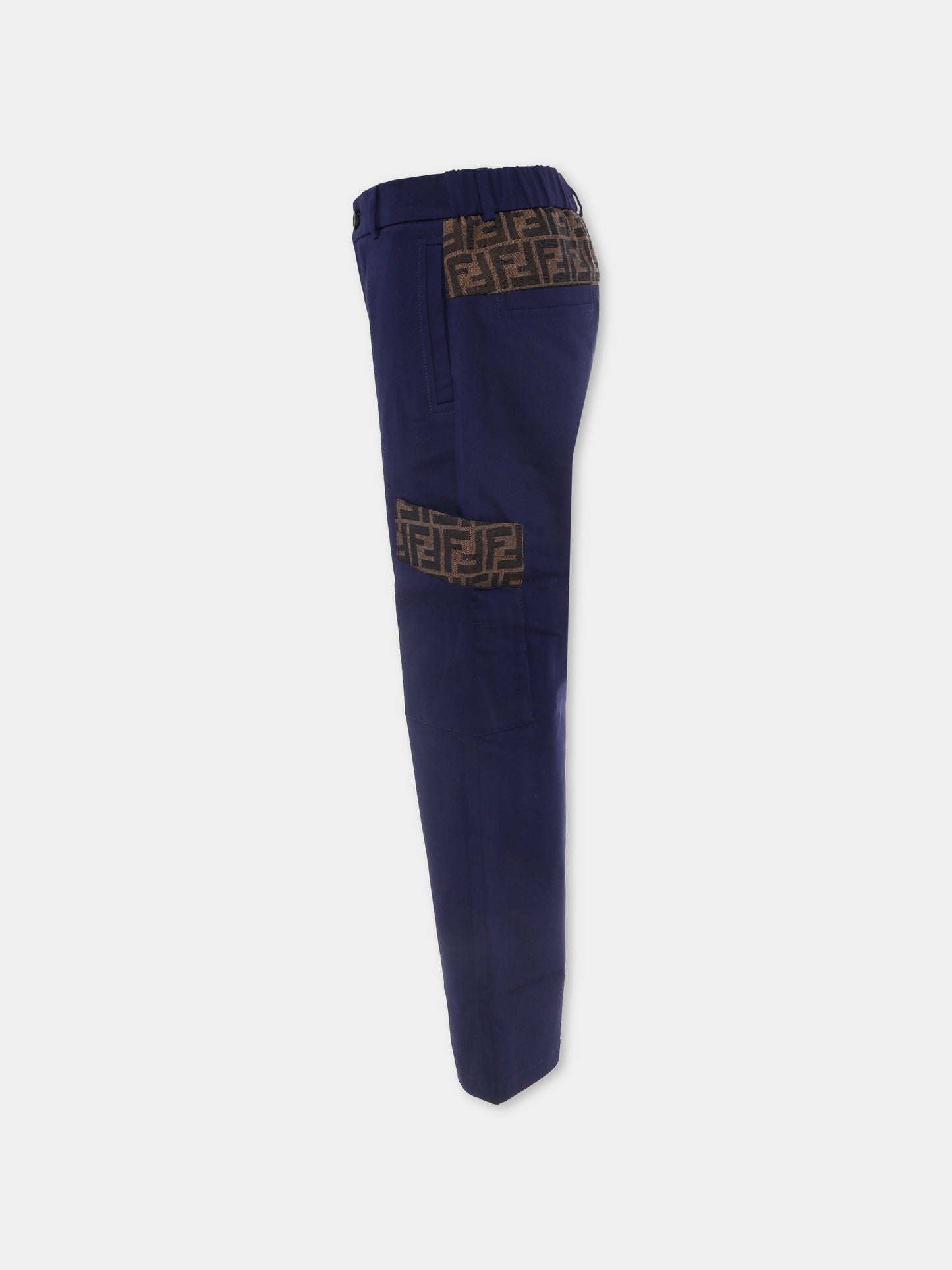 Pantaloni blu con dettagli FF per bambino,Fendi Kids,JMF545 AS5Y F1I11