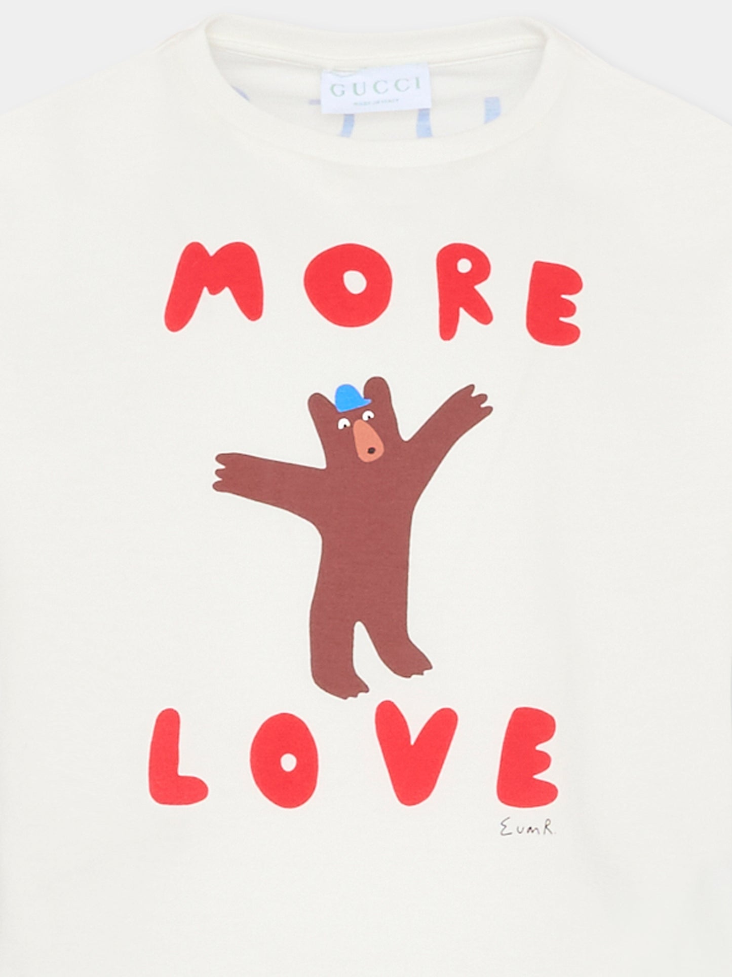 T-shirt bianca per bambini con stampa orso,Gucci Kids,835229 XJHFO 9214