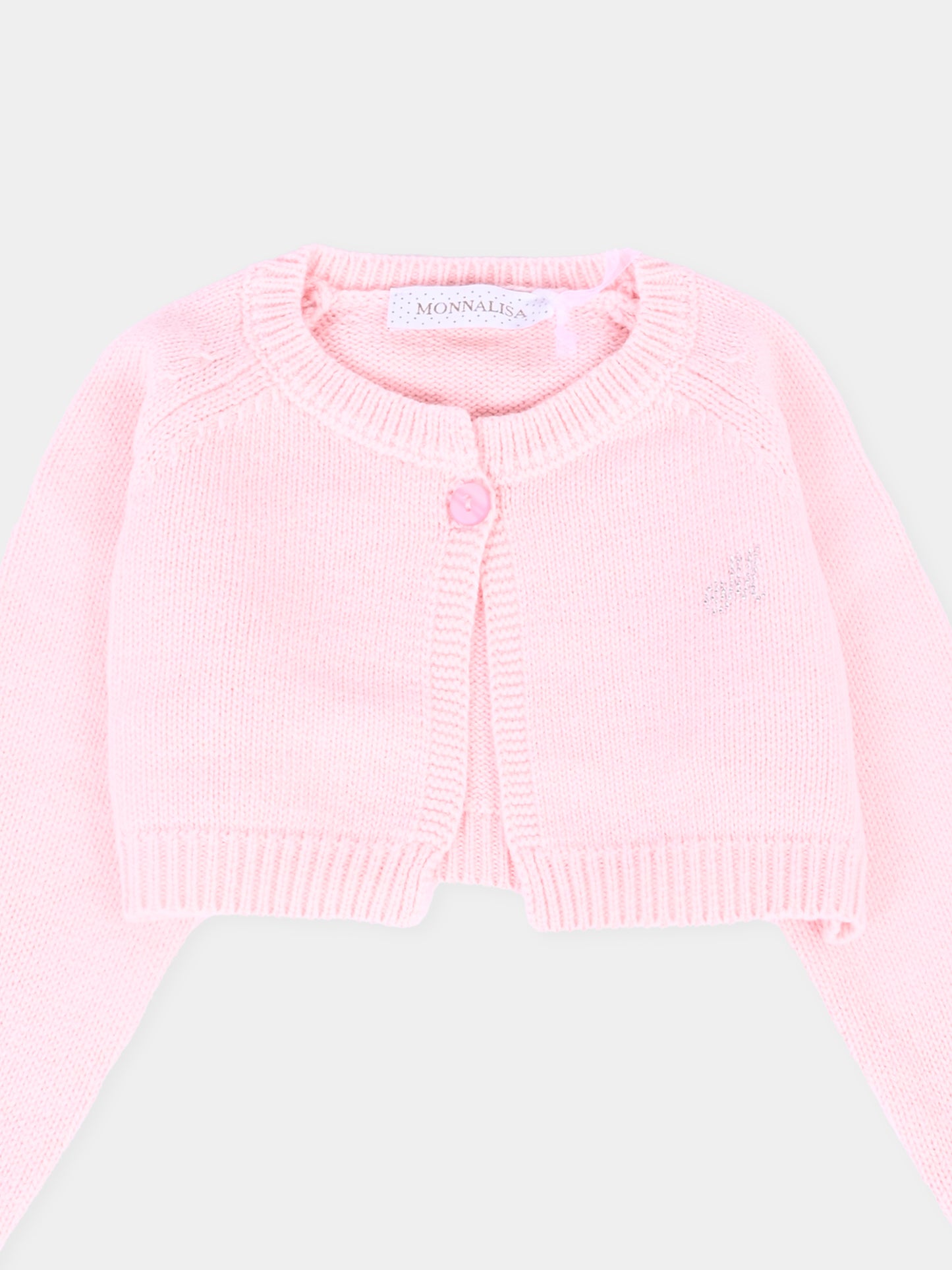 Cardigan rosa per neonata con logo,Monnalisa,73F800 6060 0091