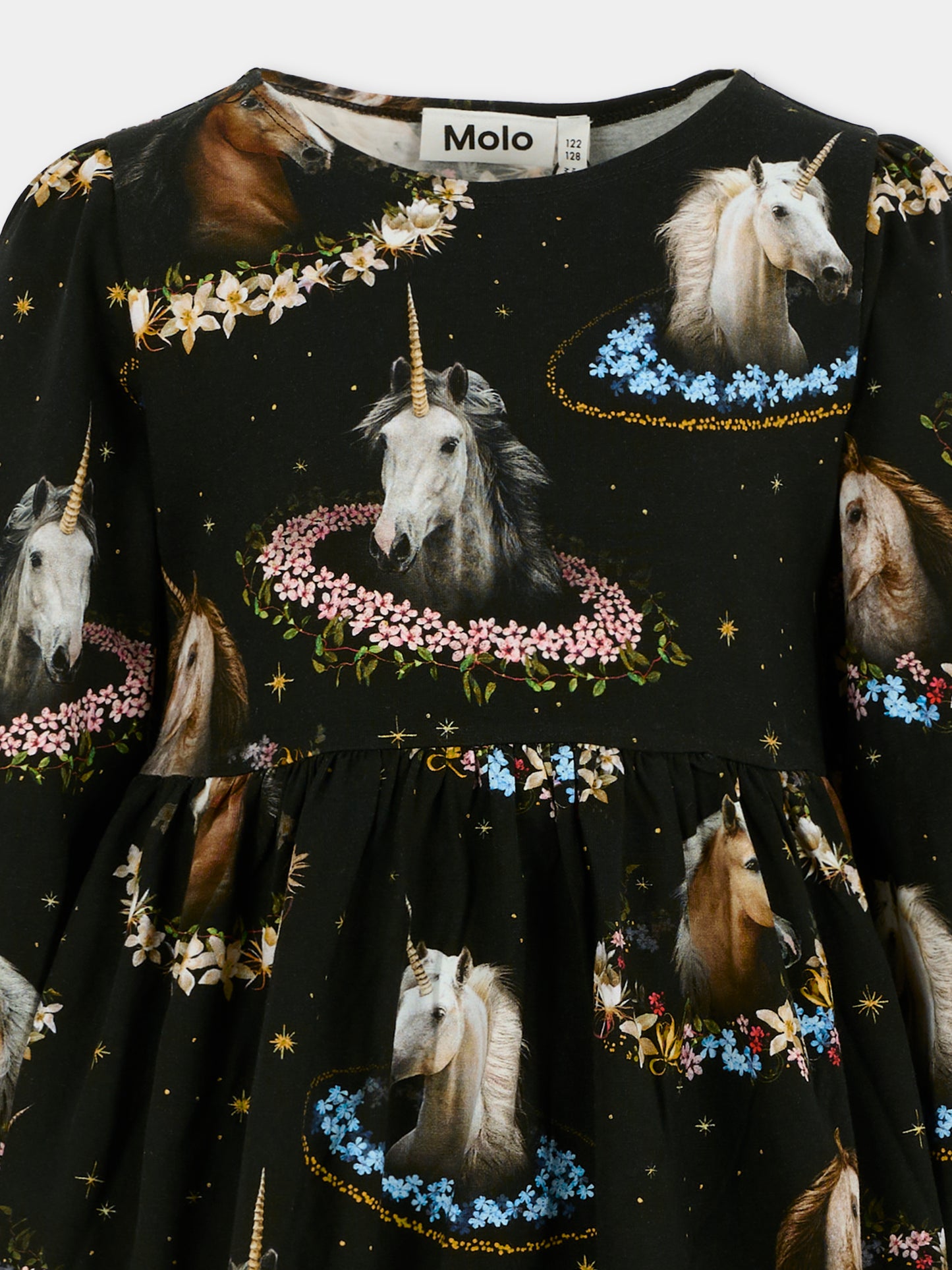 Vestito Camie nero per bambina con unicorni,Molo,2W25E245 9383