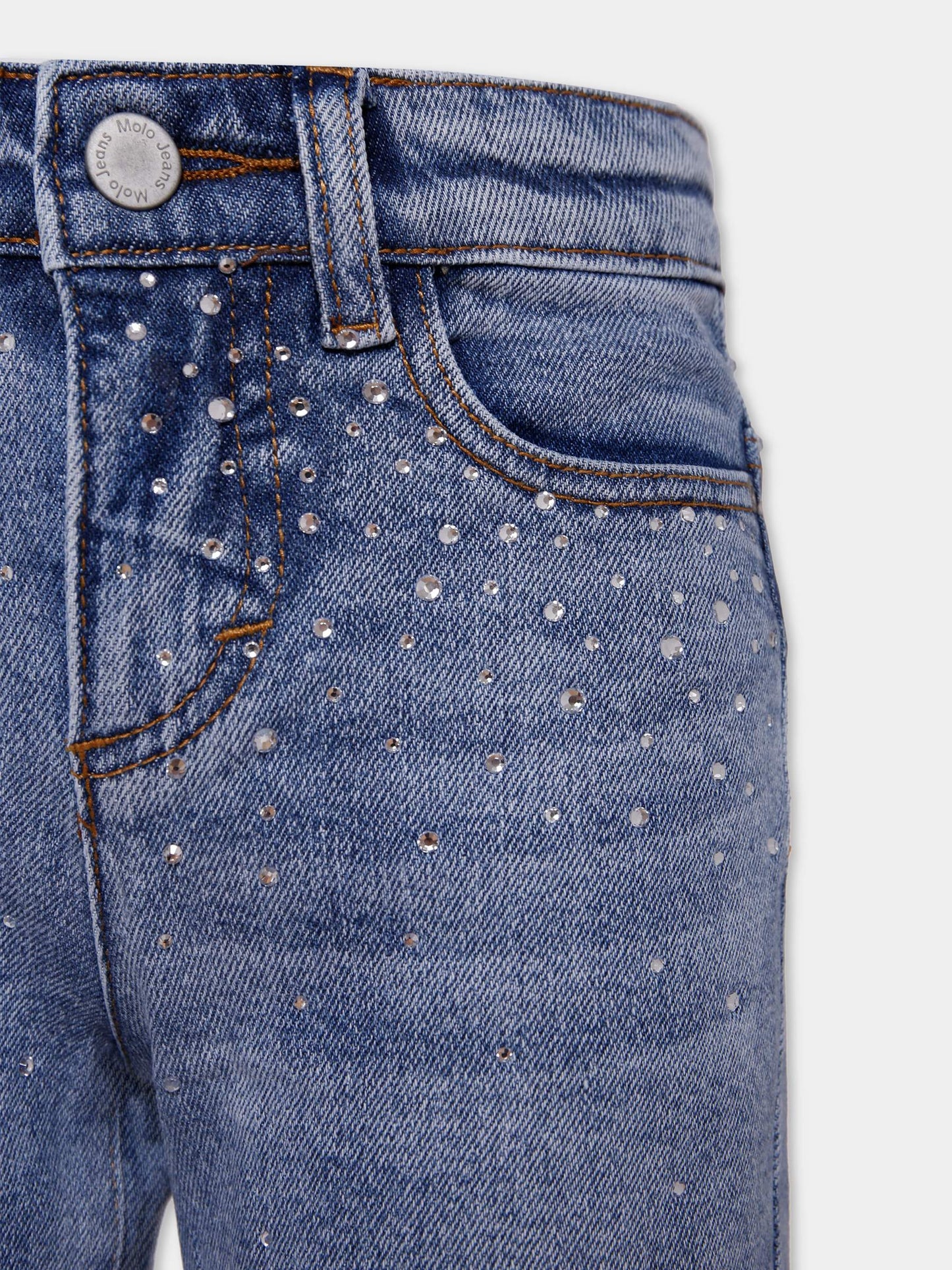 Jeans Asta denim per bambina con strass,Molo,2W25I118 9770