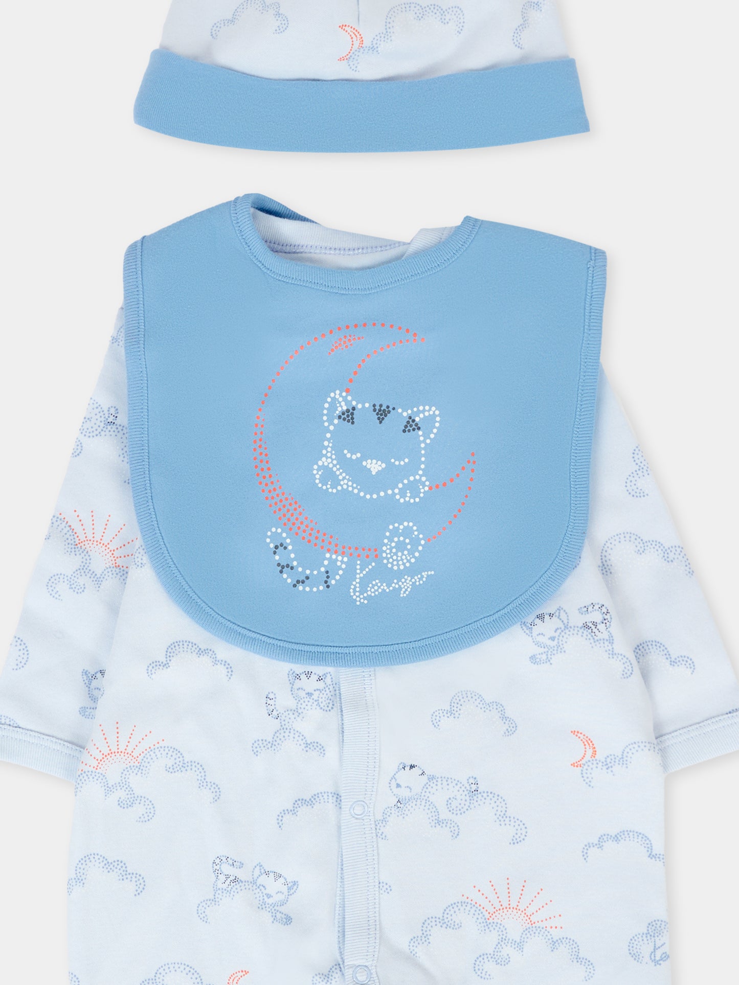 Set tutina azzurra per neonato con tigre all over,Kenzo Kids,K61247 771