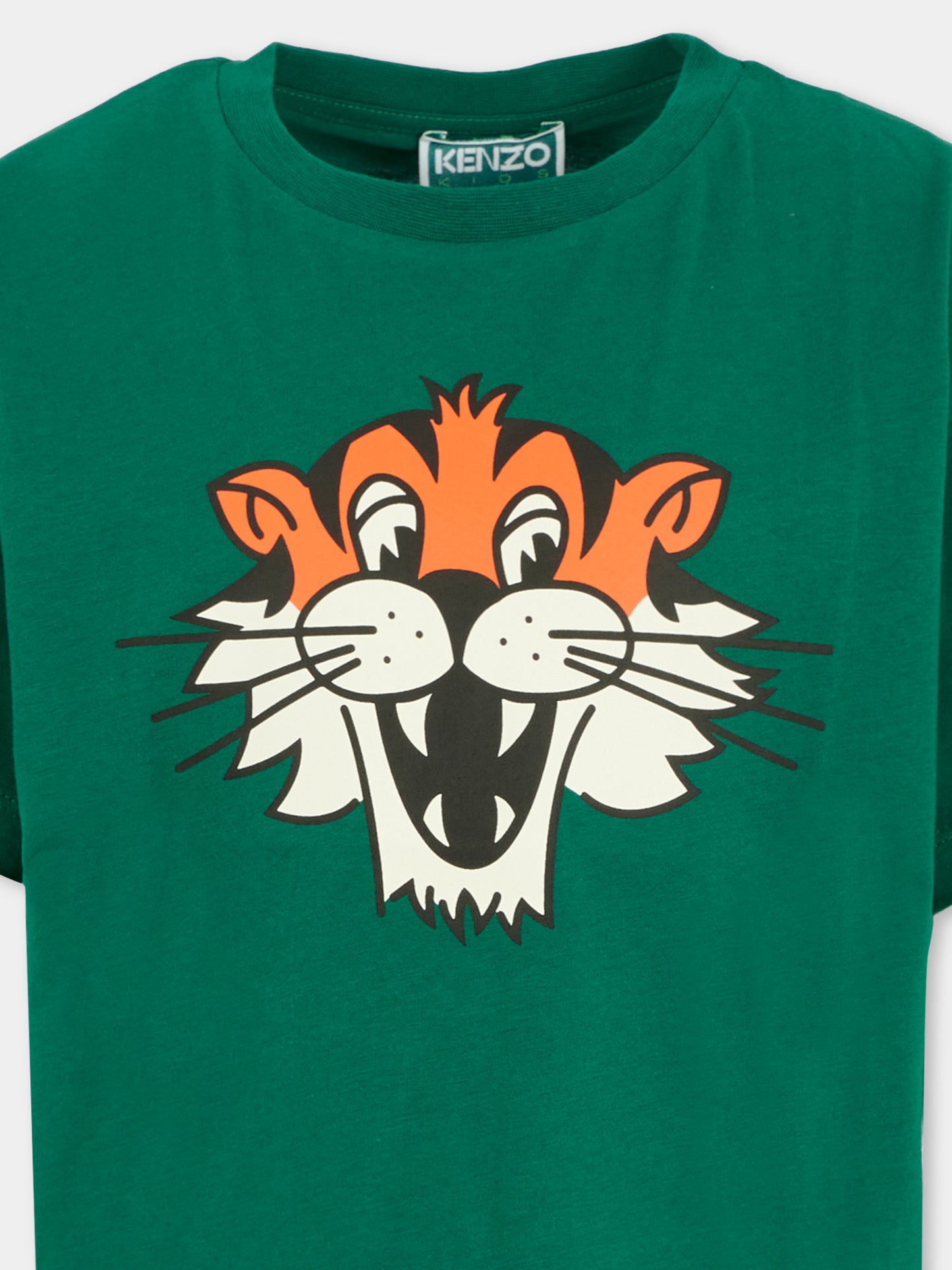 T-shirt verde per bambino con tigre,Kenzo Kids,K61450 67C