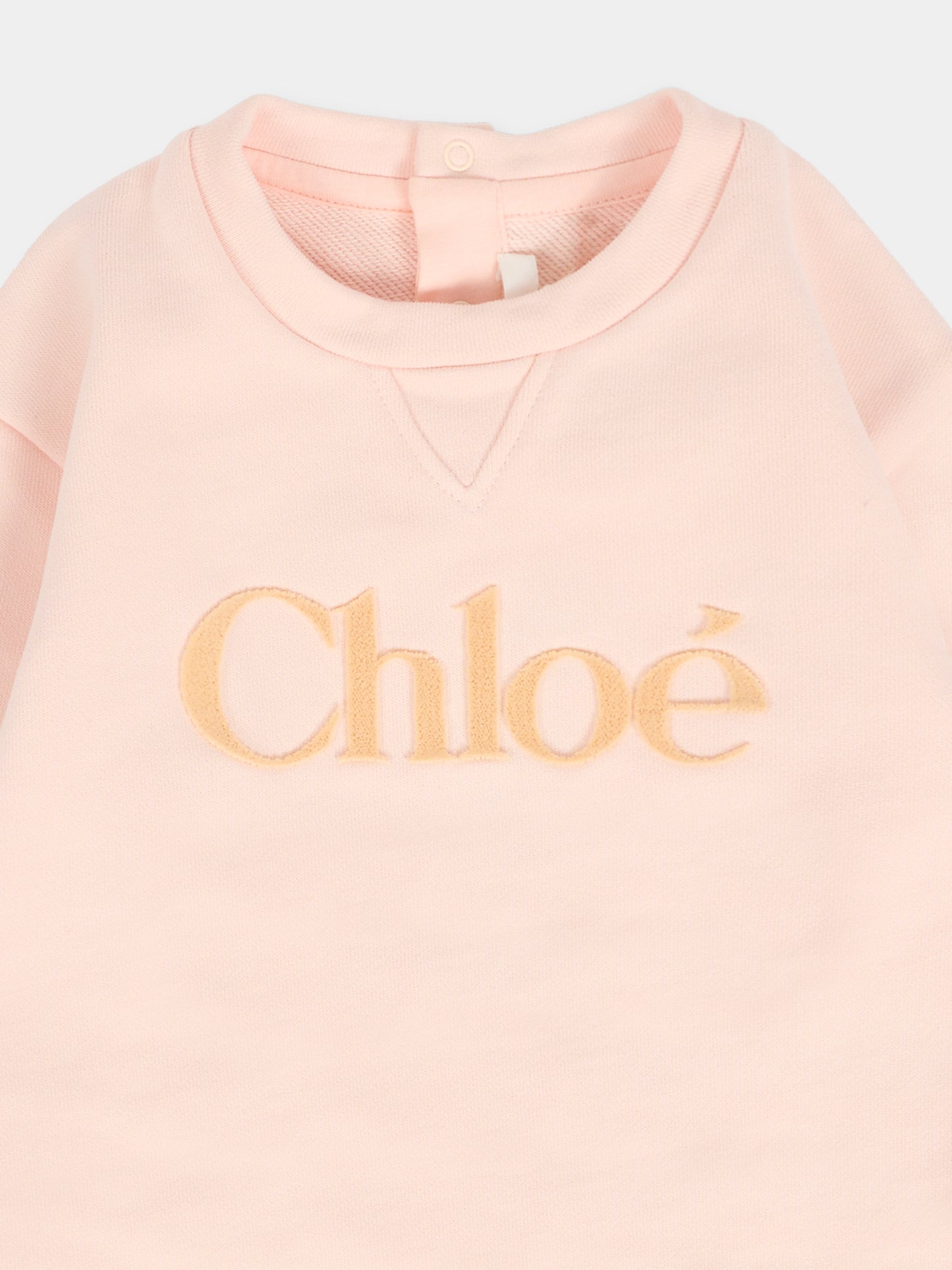 Felpa rosa per neonata con logo,Chloé Kids,C20702 46J