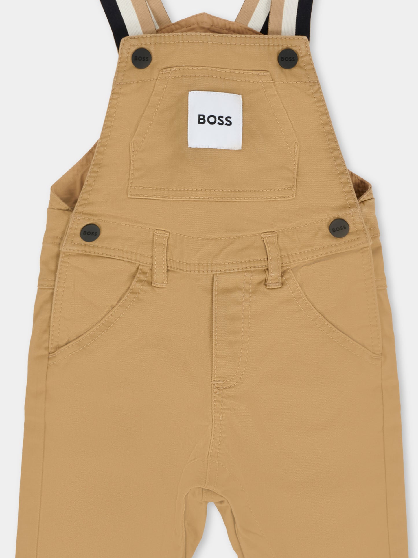 Salopette beige per neonato con patch,Boss,J52517 269