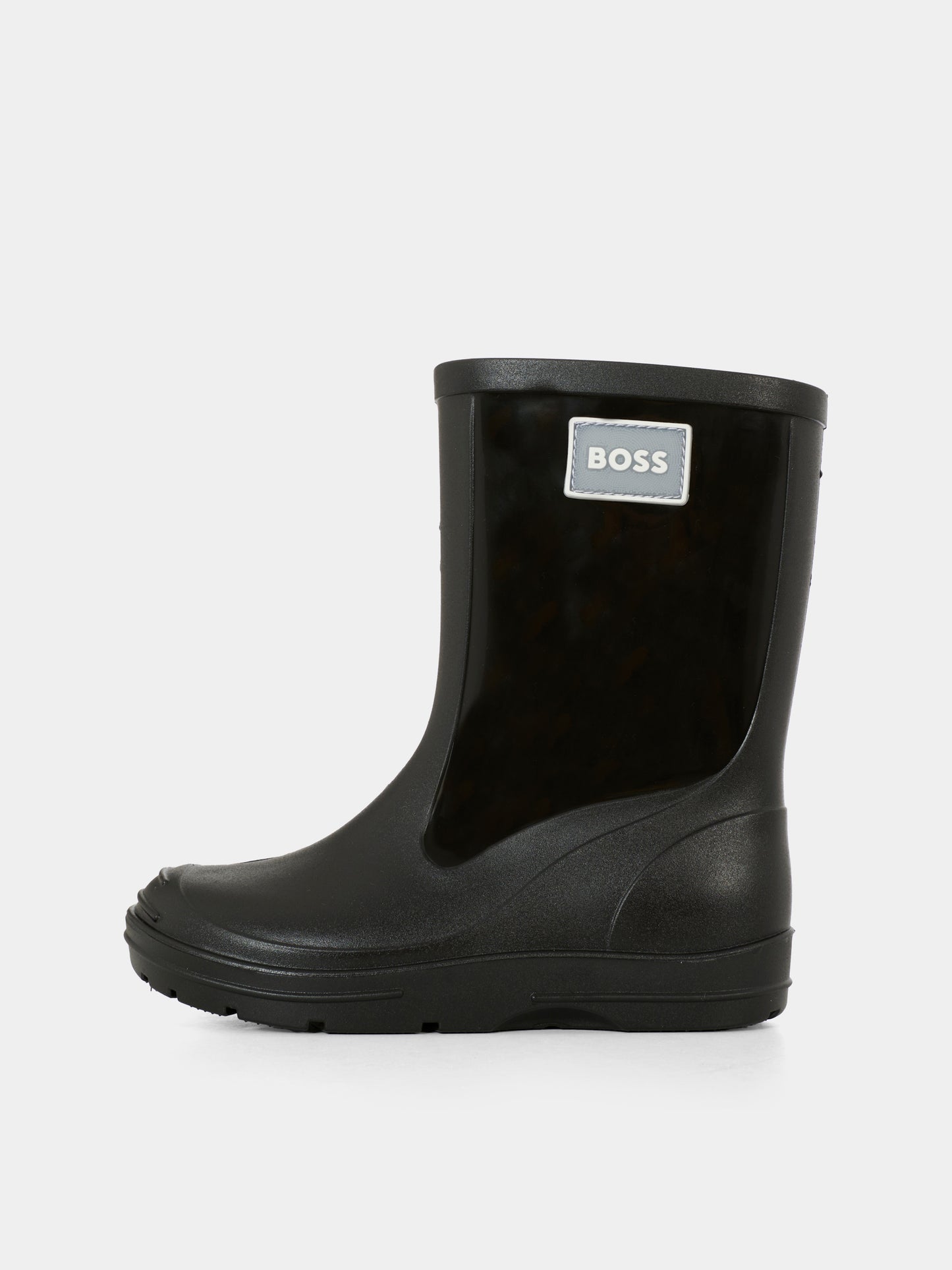 Stivali neri da pioggia per bambino con logo bianco,Boss,J52581 09B