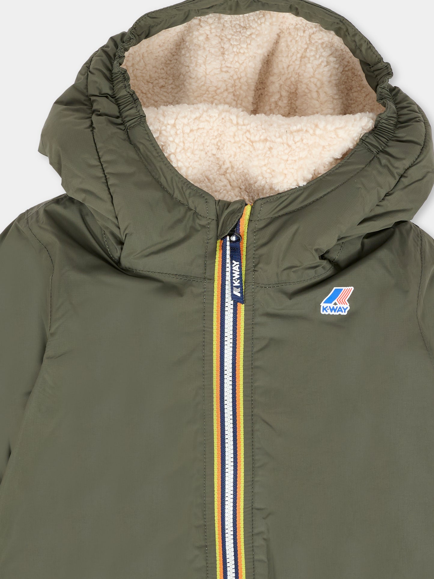 Giubbotto verde Claudine Orsetto per neonato con logo,K-way,K7142RW WMR