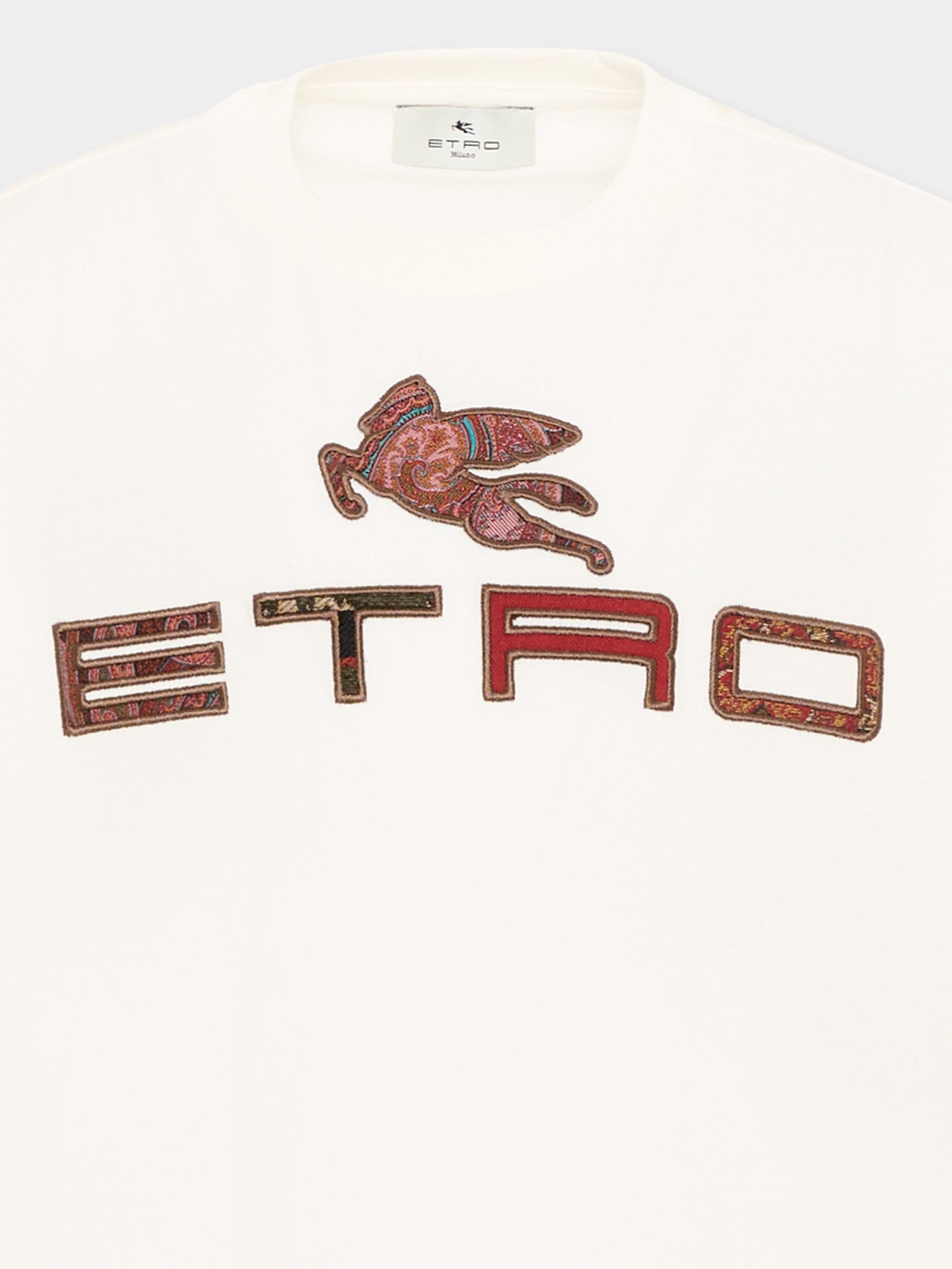 T-shirt avorio per bambini con logo e Pegaso