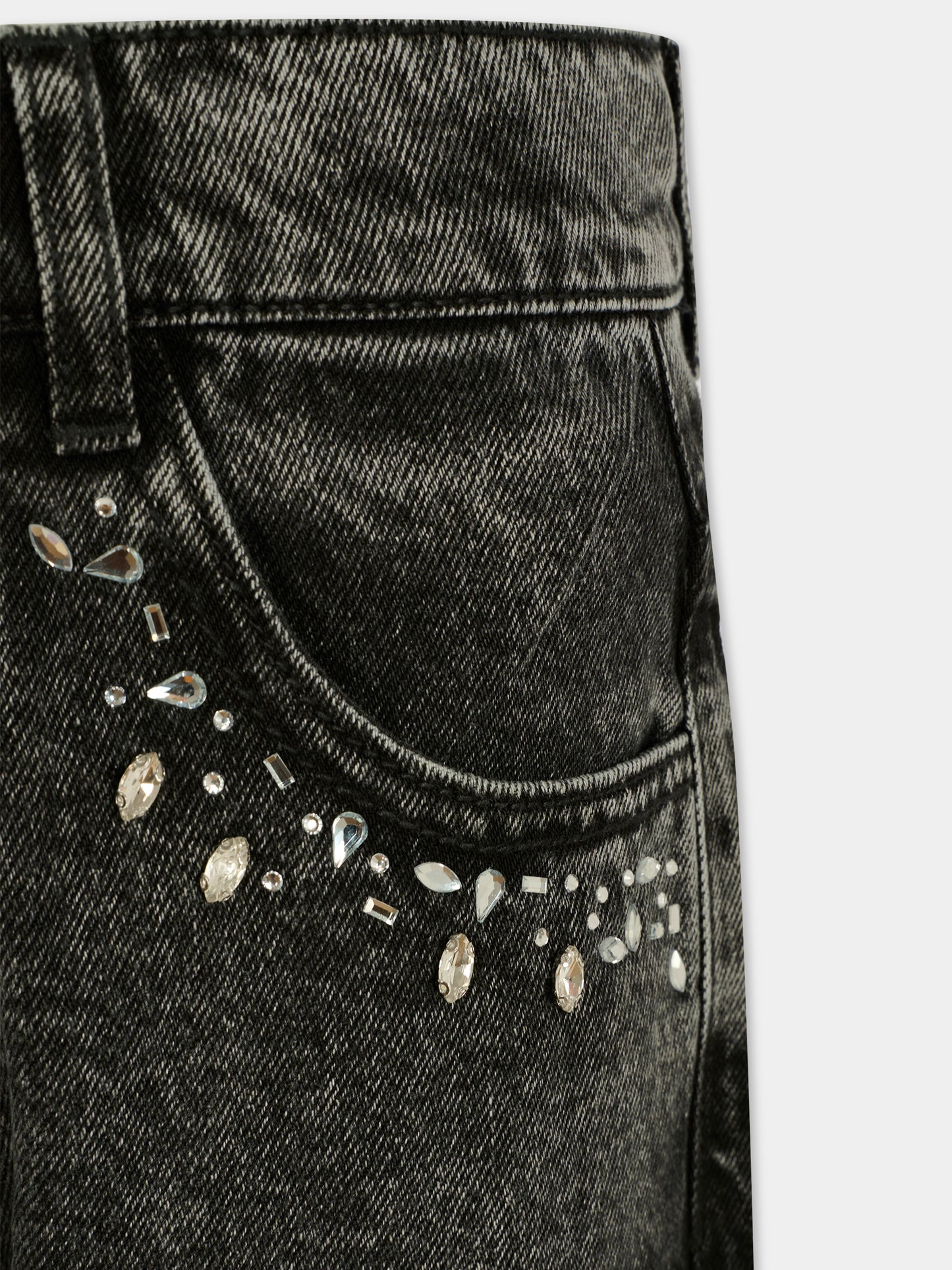 Jeans neri per bambina con pietre,Marc Jacobs,W60594 Z11
