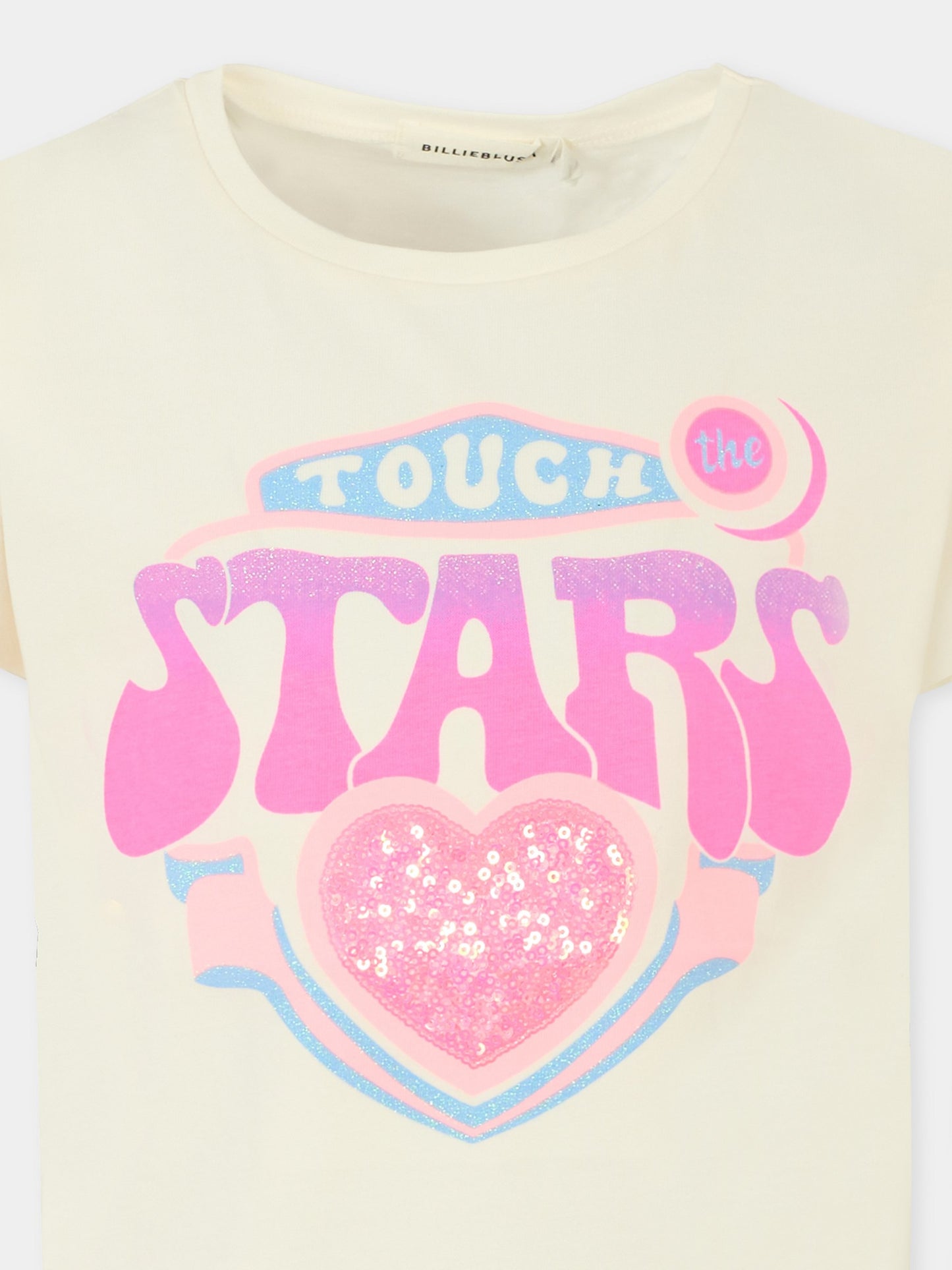 T-shirt avorio per bambina con cuore,Billieblush,U21399 121