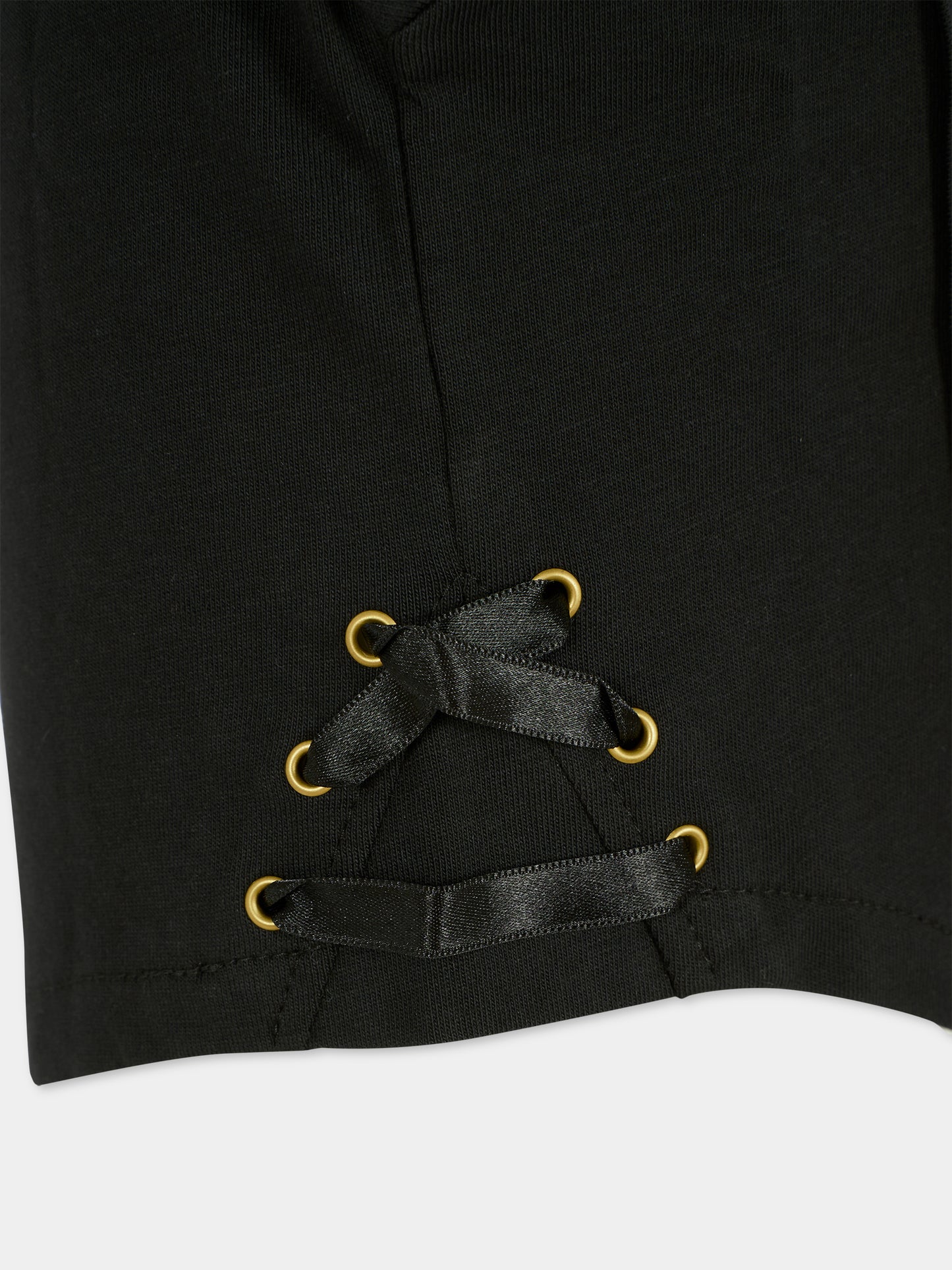 T-shirt crop nera per bambina con logo