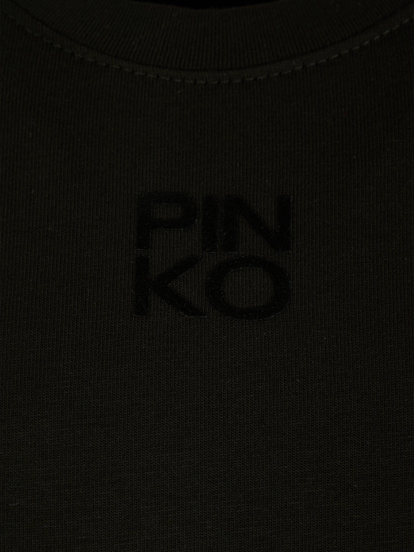 T-shirt crop nera per bambina con logo