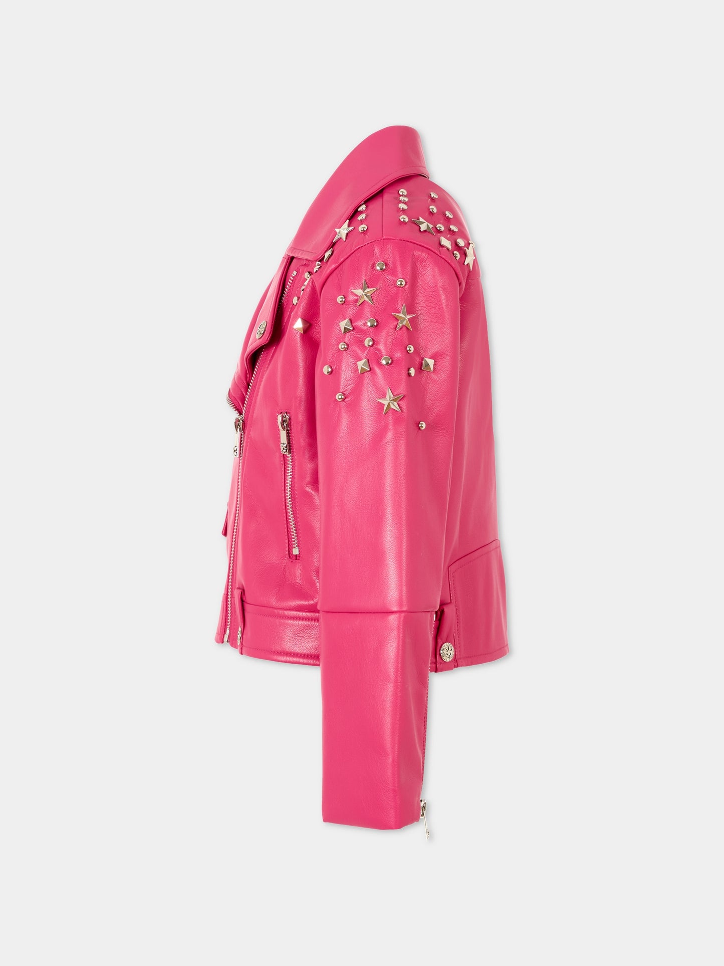 Giubbotto in ecopelle fuchsia per bambina con borchie,Richmond,RGA25202GB VIVACIOUS