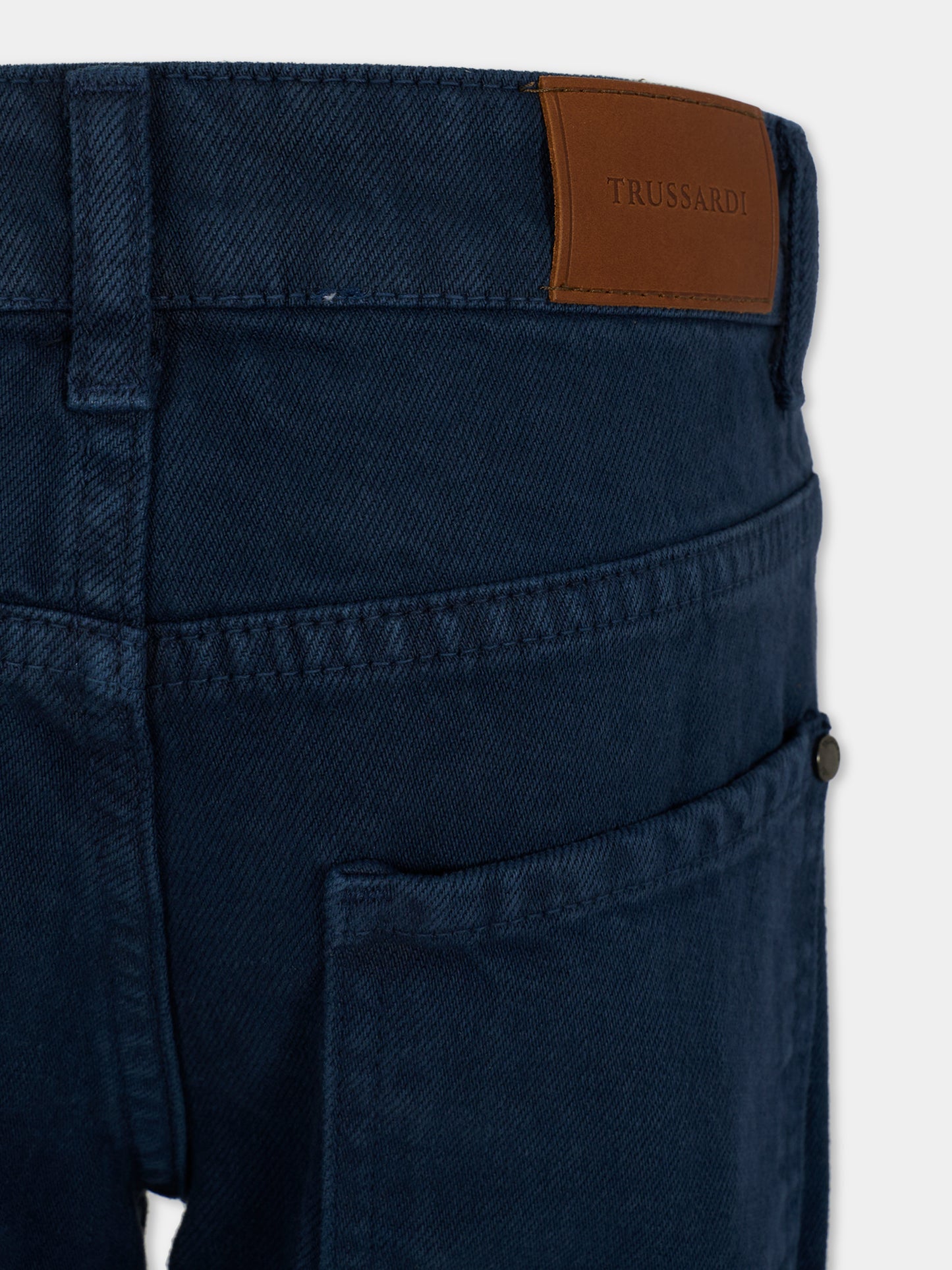 Pantaloni blu per bambino con logo,Trussardi Junior,TBA25026PA PEACOAT