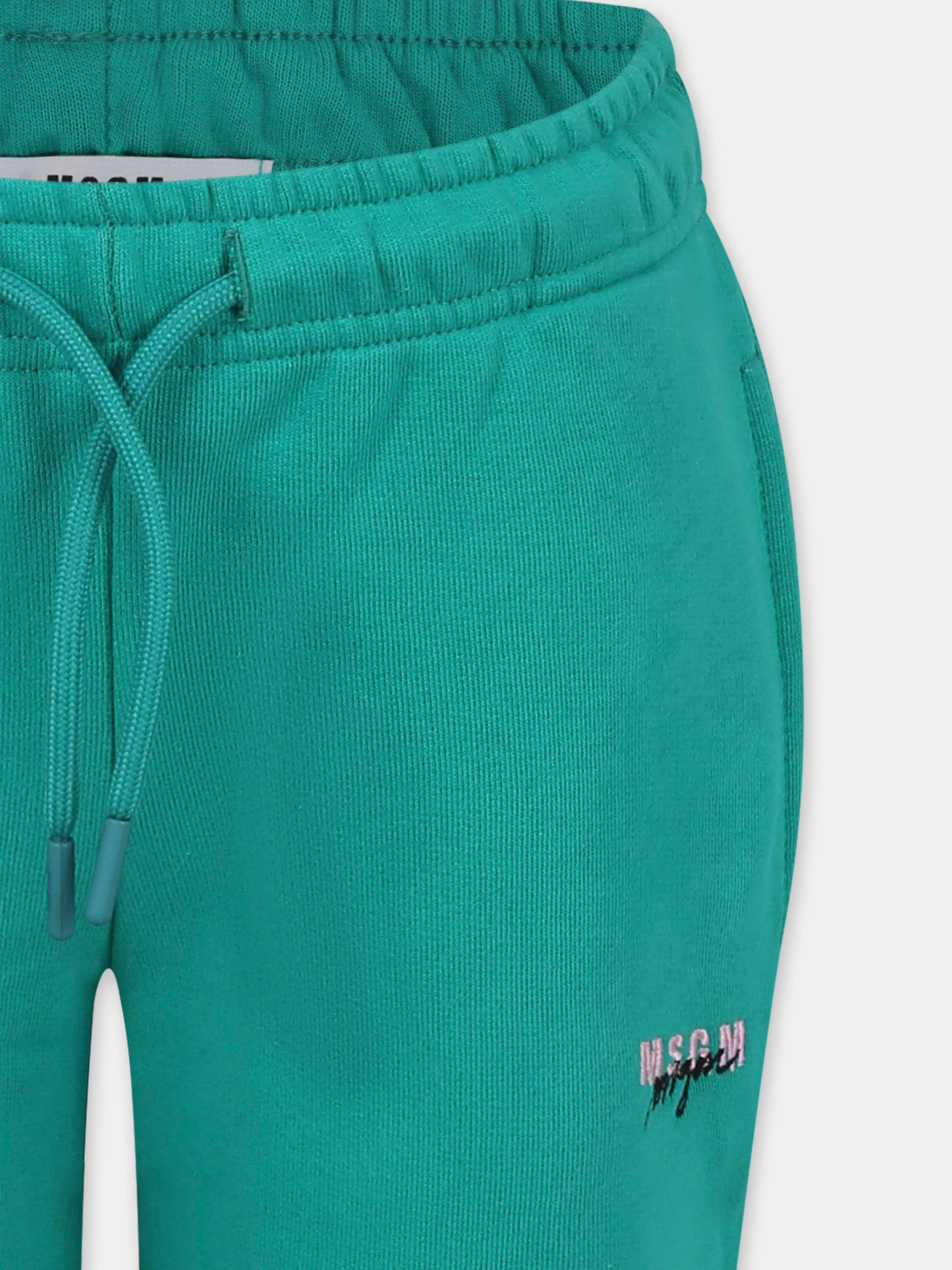 Pantaloni verdi per bambina con logo,Msgm Kids,F4MSJGFP259 080