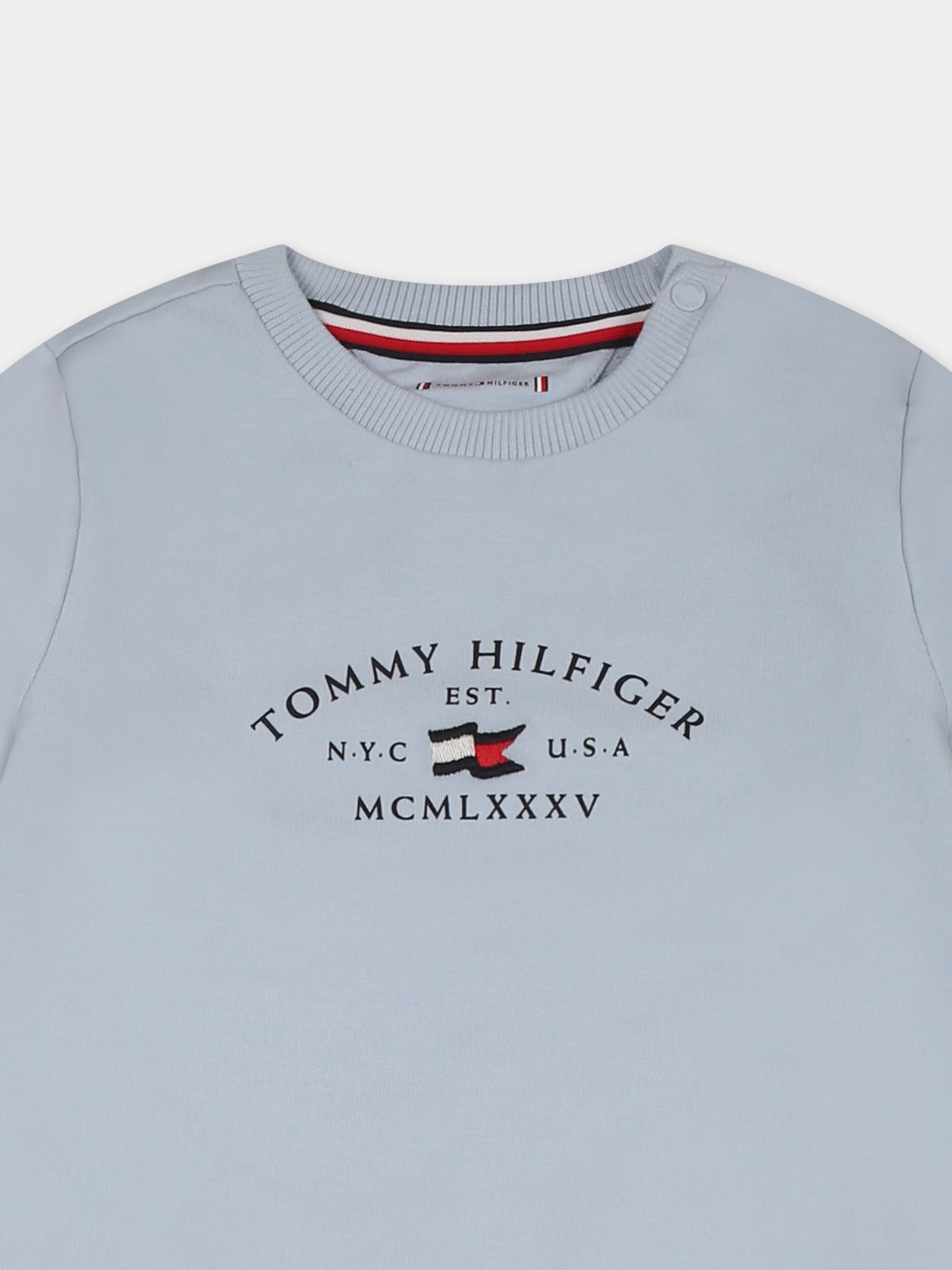 Completo celeste per neonato con logo e bandierina,Tommy Hilfiger Junior,KN0KN01939 C1O