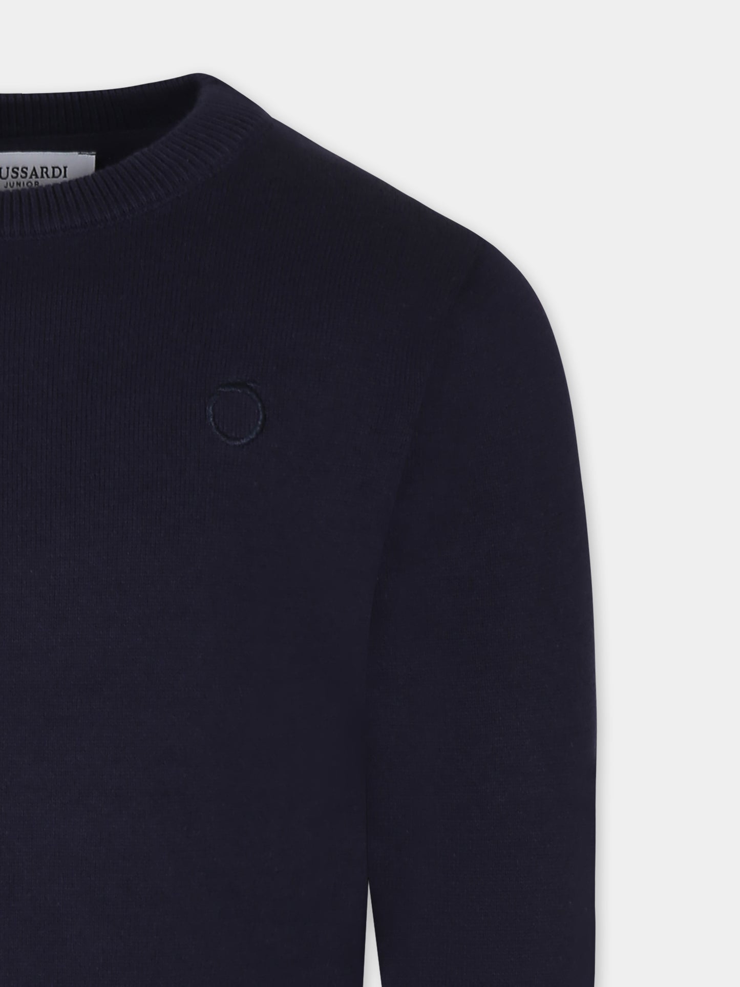 Maglione blu per bambino con logo,Trussardi Junior,TBP25023MA BLUE NAVY