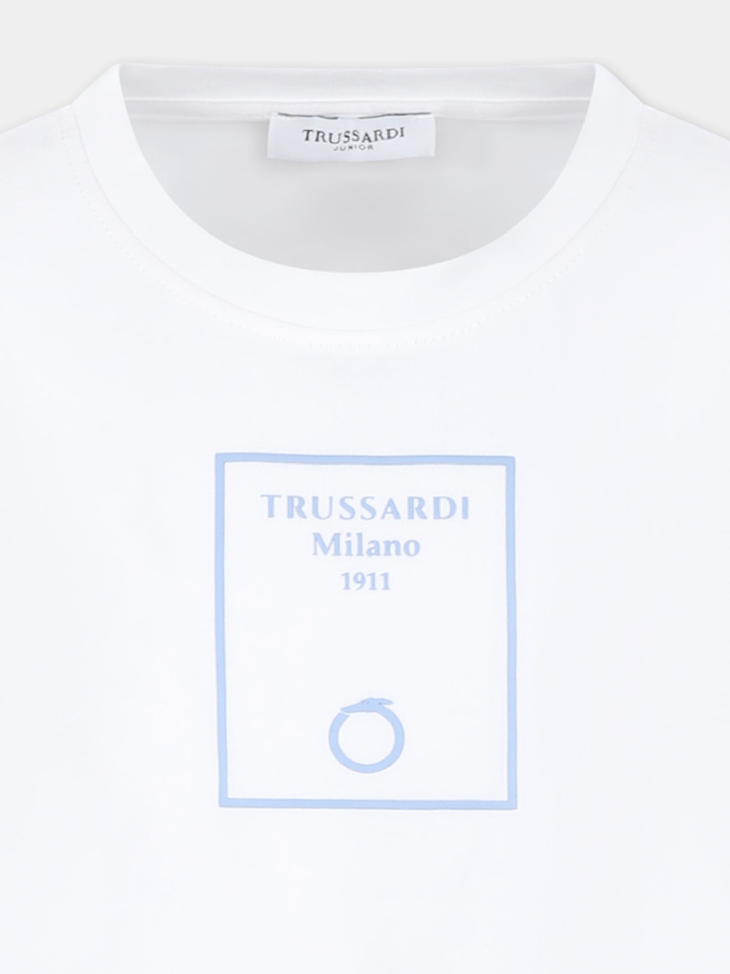 T-shirt bianca per bambino con logo,Trussardi Junior,TBP25025TS WHITE