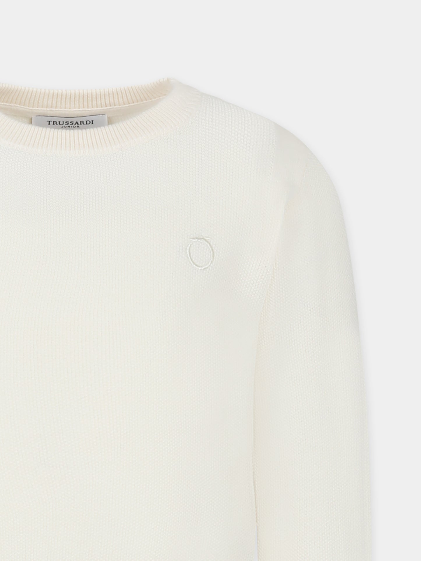 Maglione avorio per bambino con logo
