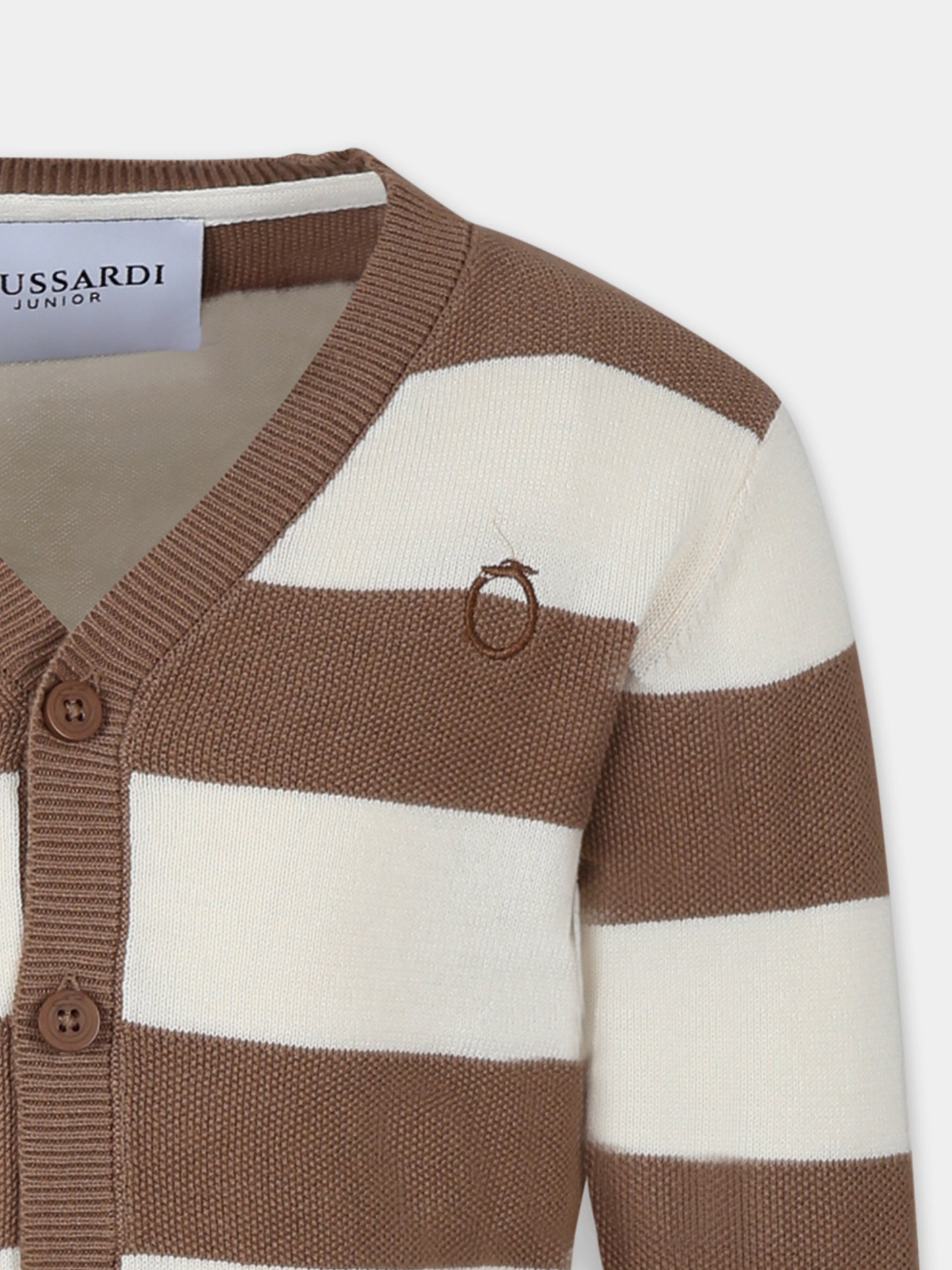Cardigan avorio per bambino con logo,Trussardi Junior,TBP25093CD BUTTER